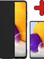 BTH BTH Samsung Galaxy A72 hoesje siliconen zwart met screenprotector