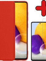 BTH BTH Samsung Galaxy A72 hoesje siliconen rood met screenprotector