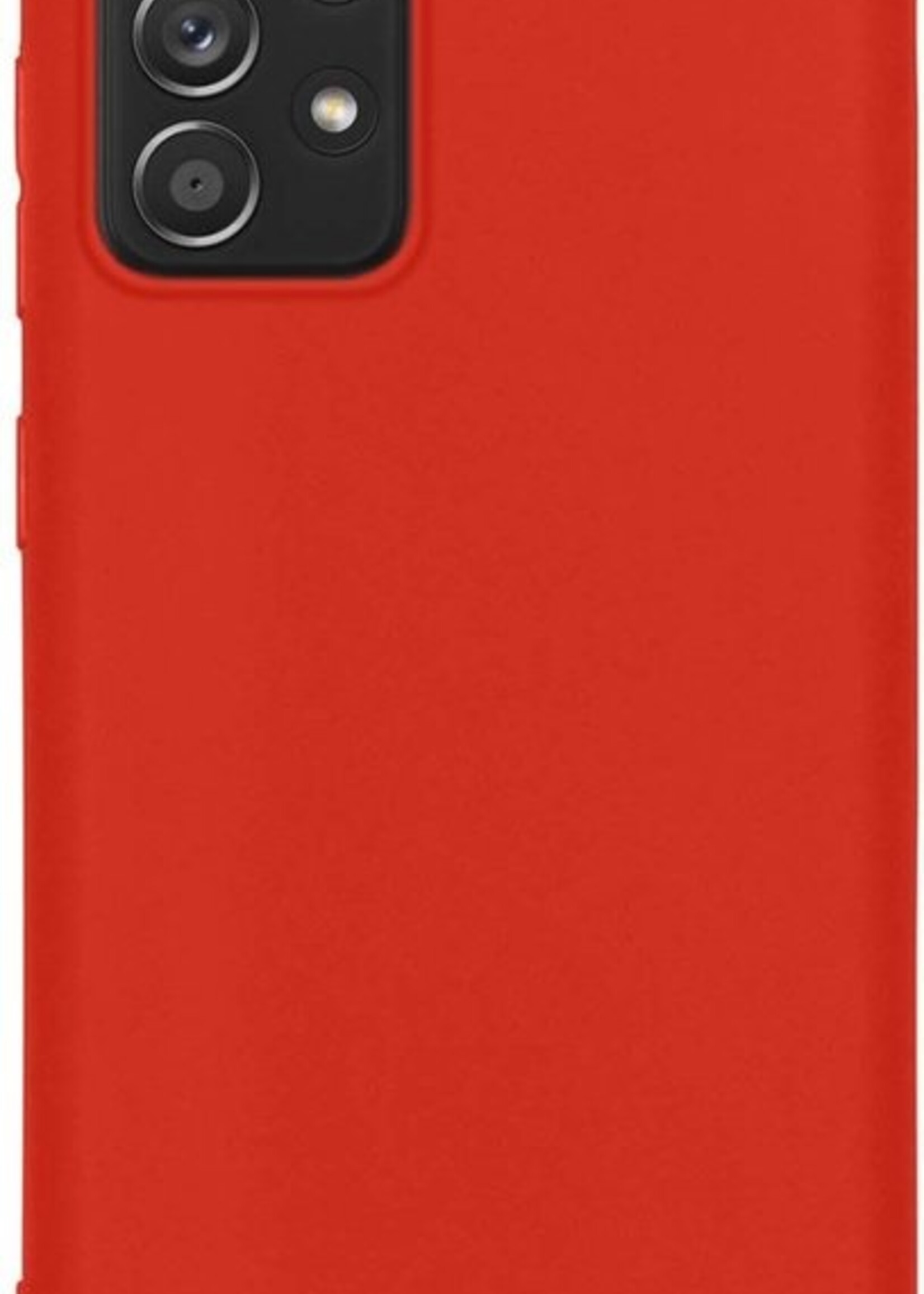 BTH Hoesje Geschikt voor Samsung A72 Hoesje Siliconen Case Hoes Met Screenprotector - Hoes Geschikt voor Samsung Galaxy A72 Hoes Cover Case - Rood