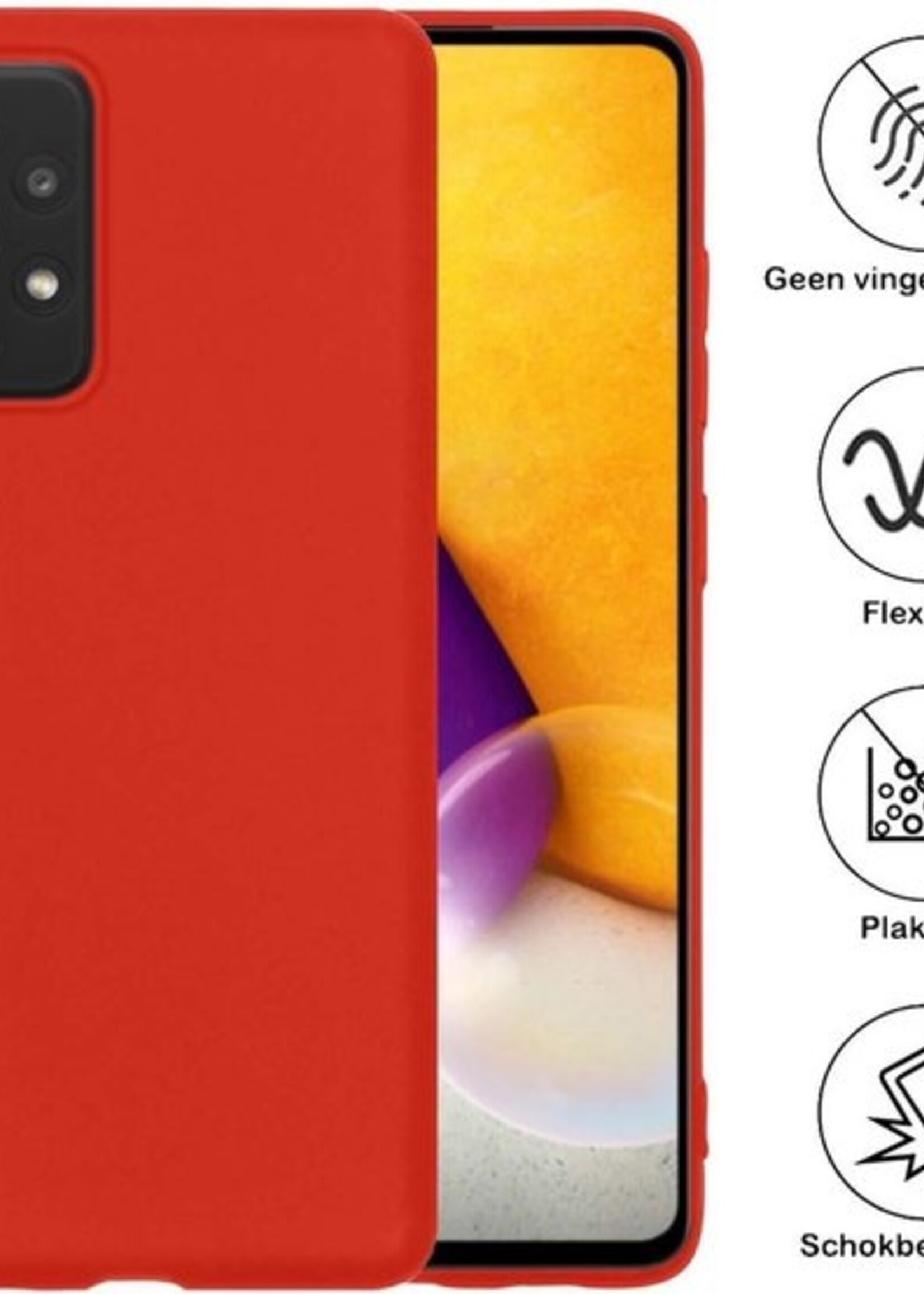 BTH Hoesje Geschikt voor Samsung A72 Hoesje Siliconen Case Hoes Met Screenprotector - Hoes Geschikt voor Samsung Galaxy A72 Hoes Cover Case - Rood