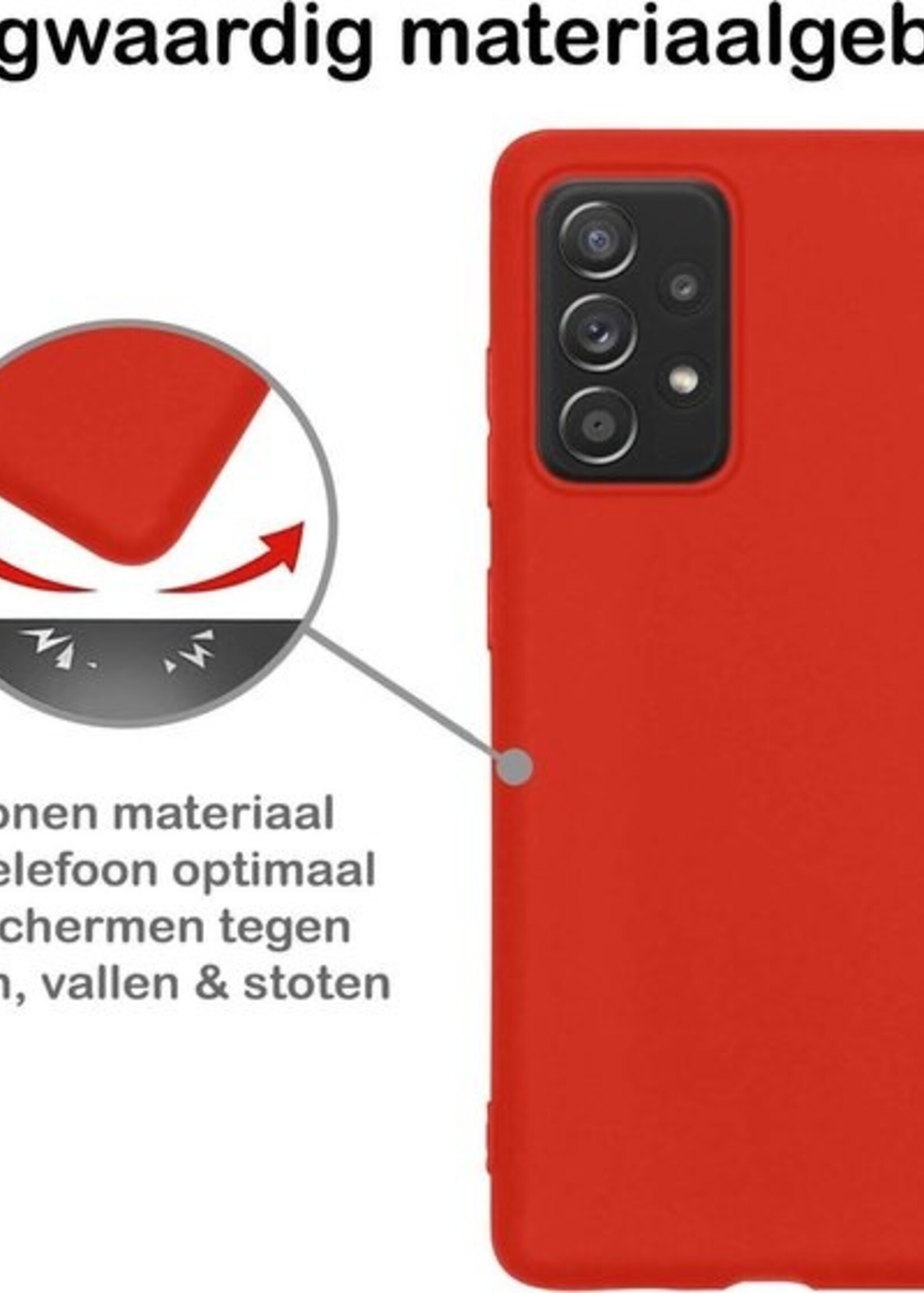 BTH Hoesje Geschikt voor Samsung A72 Hoesje Siliconen Case Hoes Met Screenprotector - Hoes Geschikt voor Samsung Galaxy A72 Hoes Cover Case - Rood