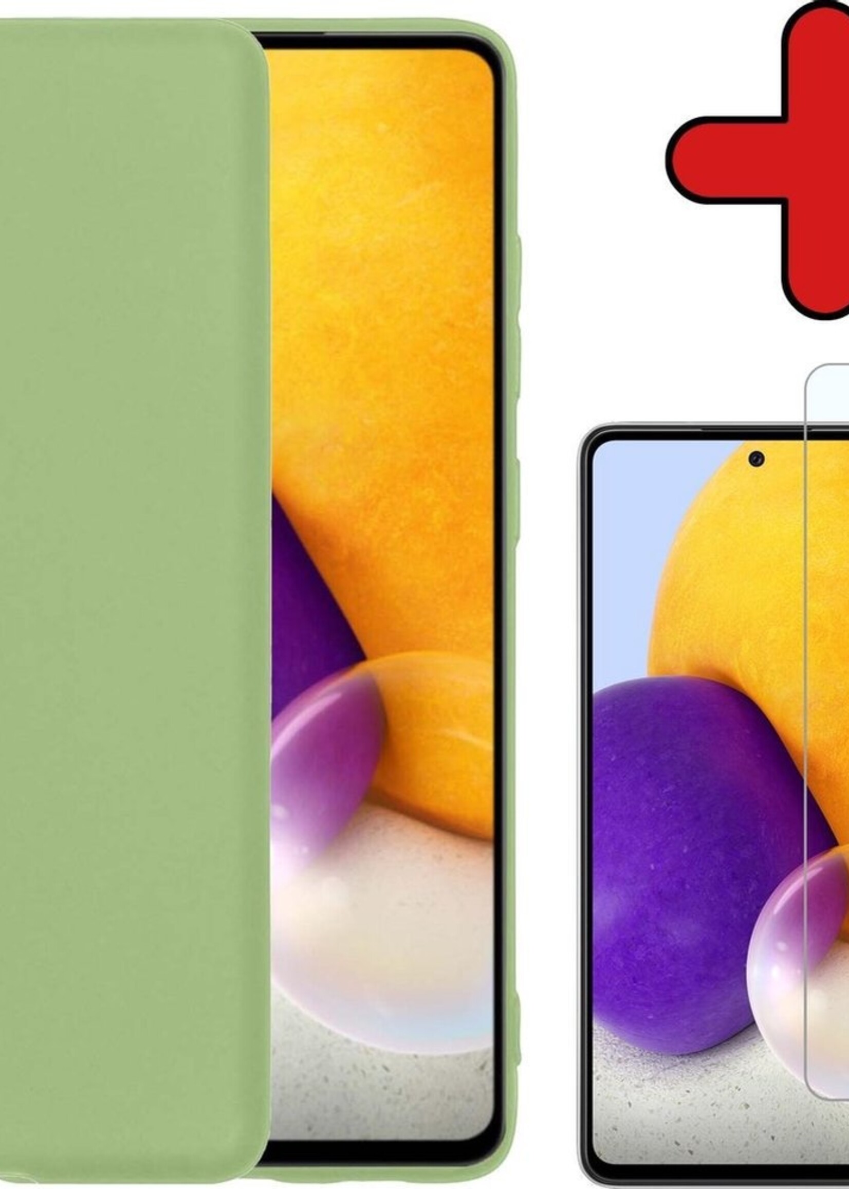 BTH Hoesje Geschikt voor Samsung A72 Hoesje Siliconen Case Hoes Met Screenprotector - Hoes Geschikt voor Samsung Galaxy A72 Hoes Cover Case - Groen