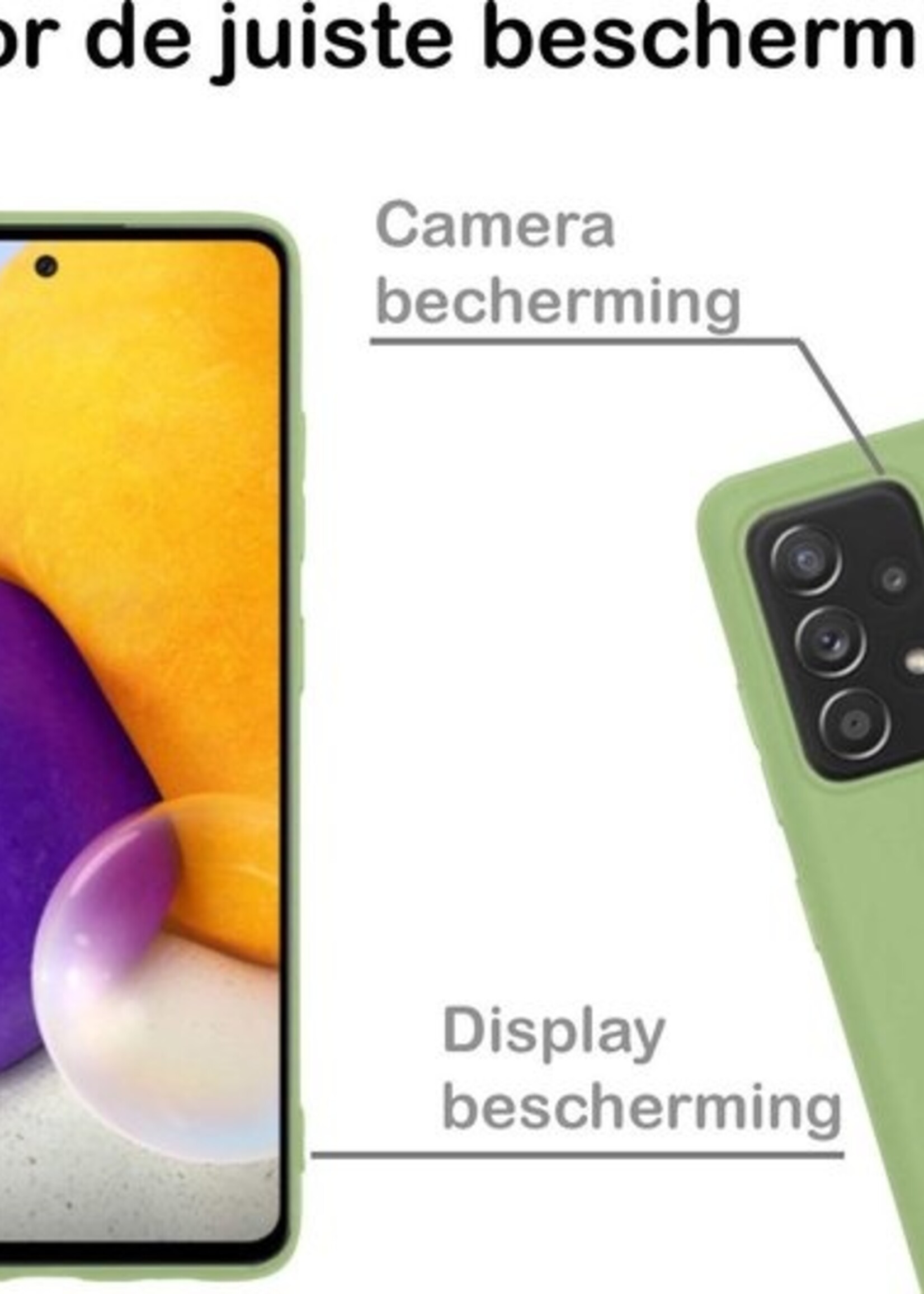 BTH Hoesje Geschikt voor Samsung A72 Hoesje Siliconen Case Hoes Met Screenprotector - Hoes Geschikt voor Samsung Galaxy A72 Hoes Cover Case - Groen