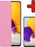BTH BTH Samsung Galaxy A72 hoesje siliconen lichtroze met screenprotector