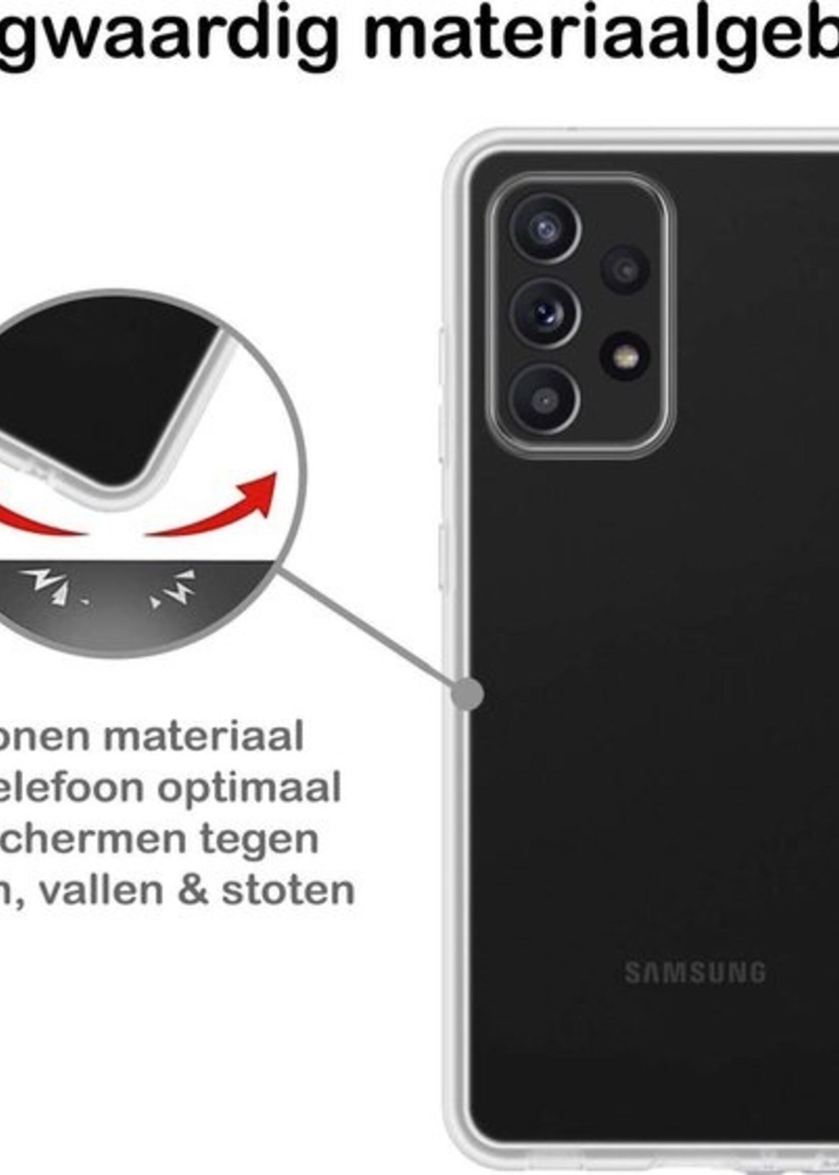 BTH Hoesje Geschikt voor Samsung A72 Hoesje Siliconen Case Hoes Met 2x Screenprotector - Hoes Geschikt voor Samsung Galaxy A72 Hoes Cover Case - Transparant