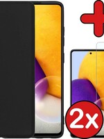 BTH BTH Samsung Galaxy A72 hoesje siliconen zwart met 2x screenprotector