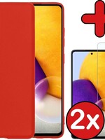 BTH BTH Samsung Galaxy A72 hoesje siliconen rood met 2x screenprotector