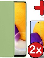 BTH BTH Samsung Galaxy A72 hoesje siliconen groen met 2x screenprotector
