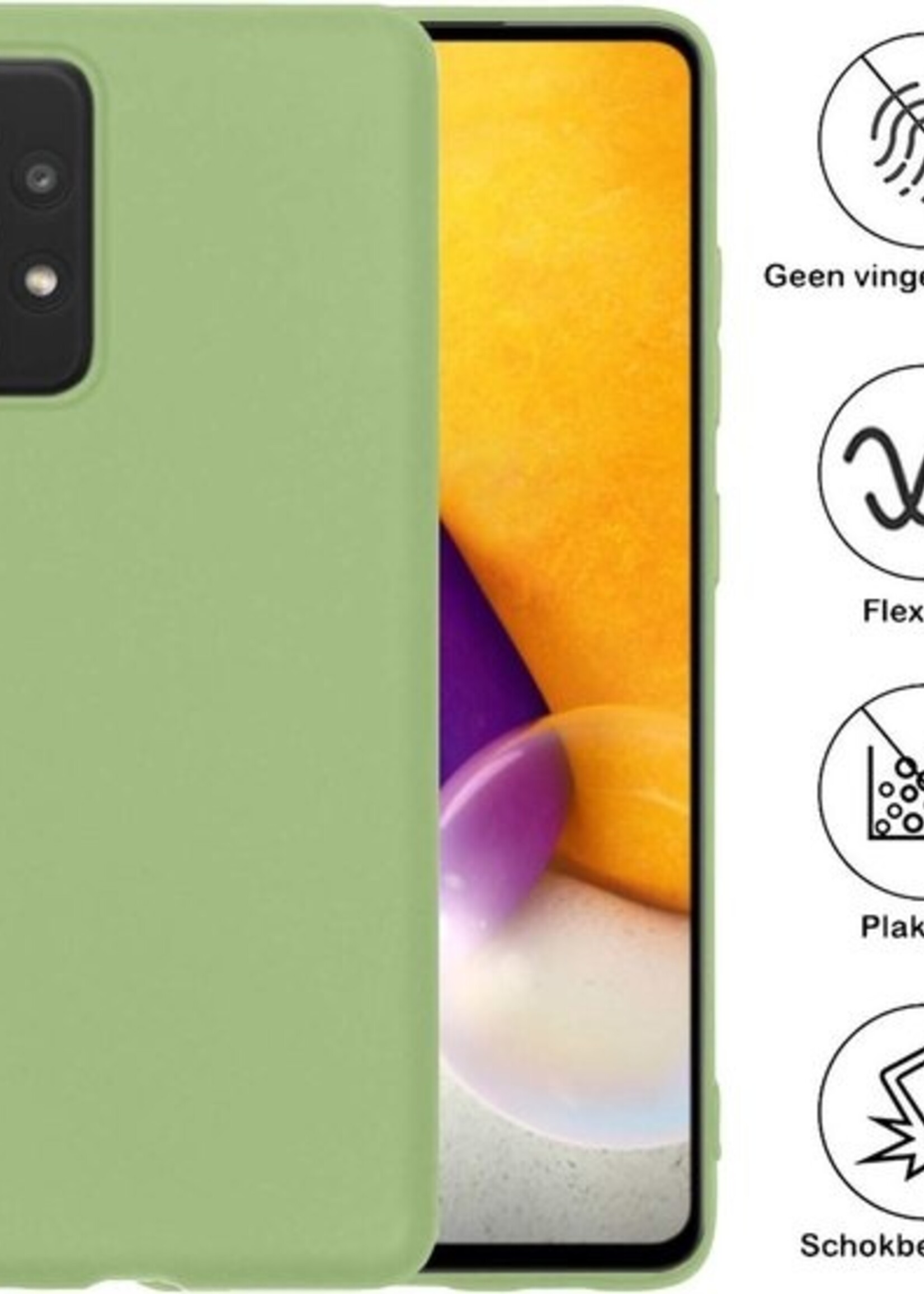BTH Hoesje Geschikt voor Samsung A72 Hoesje Siliconen Case Hoes Met 2x Screenprotector - Hoes Geschikt voor Samsung Galaxy A72 Hoes Cover Case - Groen