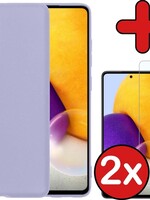BTH BTH Samsung Galaxy A72 hoesje siliconen lila met 2x screenprotector