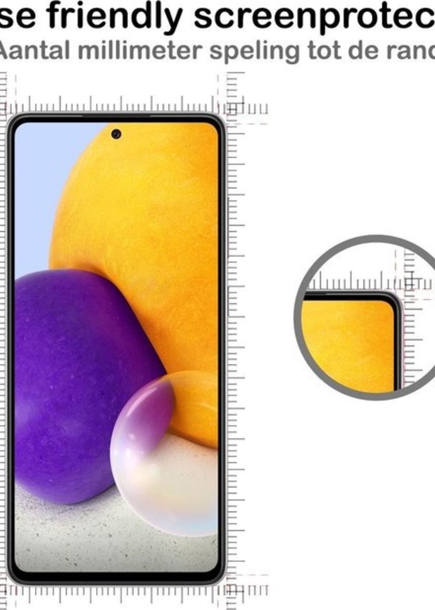 BTH Hoesje Geschikt voor Samsung A72 Hoesje Siliconen Case Hoes Met 2x Screenprotector - Hoes Geschikt voor Samsung Galaxy A72 Hoes Cover Case - Lila