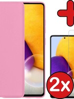 BTH BTH Samsung Galaxy A72 hoesje siliconen lichtroze met 2x screenprotector