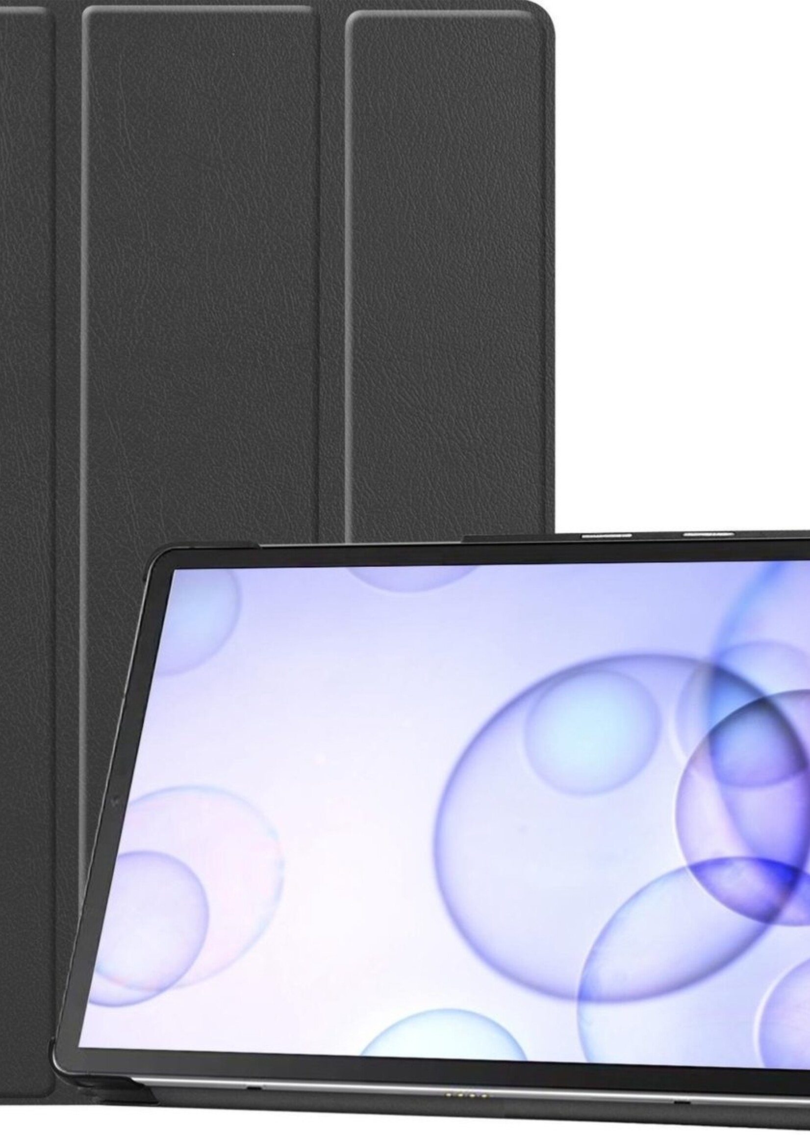 BTH Hoes Geschikt voor Samsung Galaxy Tab S6 Hoes Book Case Hoesje Trifold Cover - Hoesje Geschikt voor Samsung Tab S6 Hoesje Bookcase - Zwart