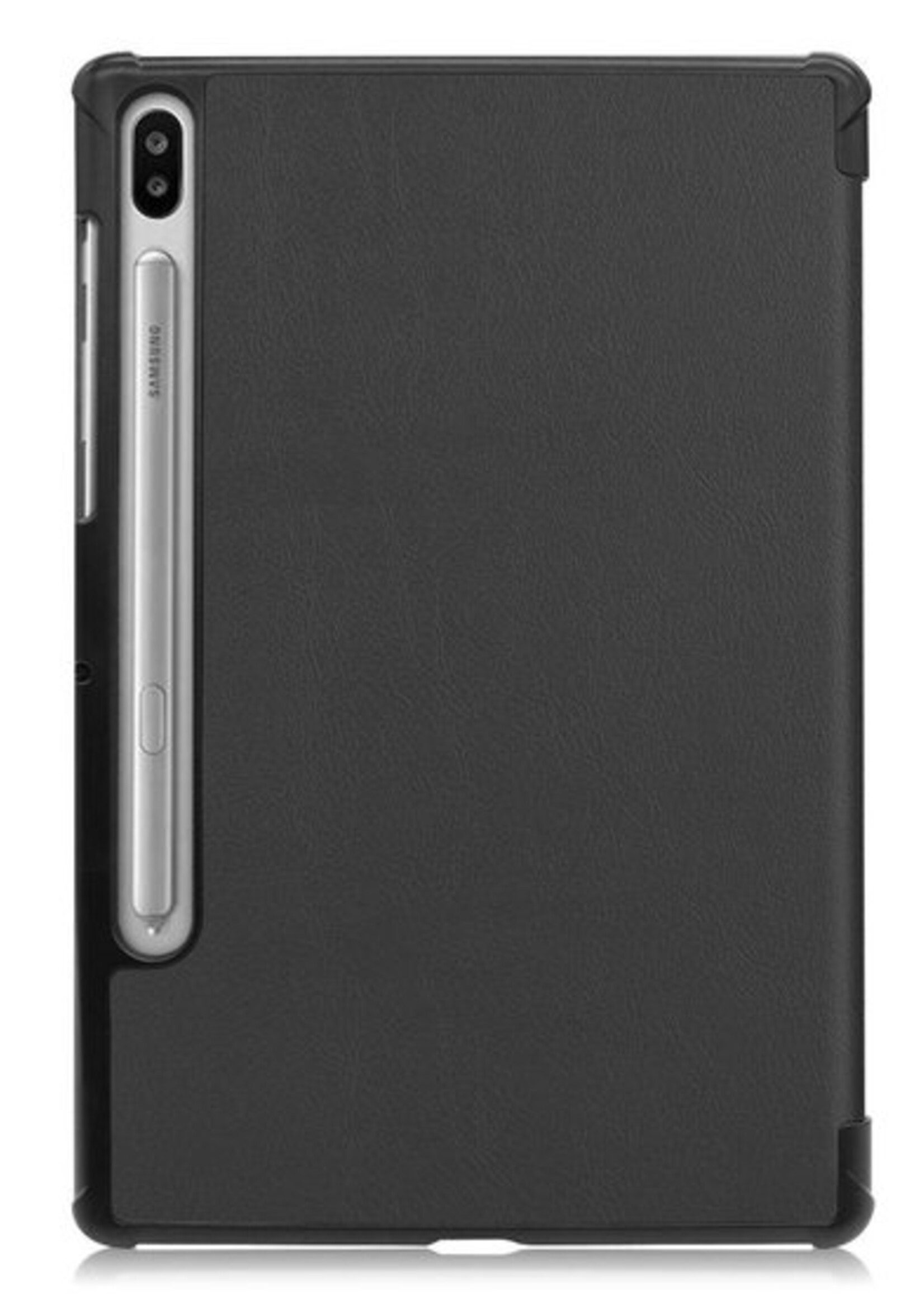 BTH Hoes Geschikt voor Samsung Galaxy Tab S6 Hoes Book Case Hoesje Trifold Cover - Hoesje Geschikt voor Samsung Tab S6 Hoesje Bookcase - Zwart