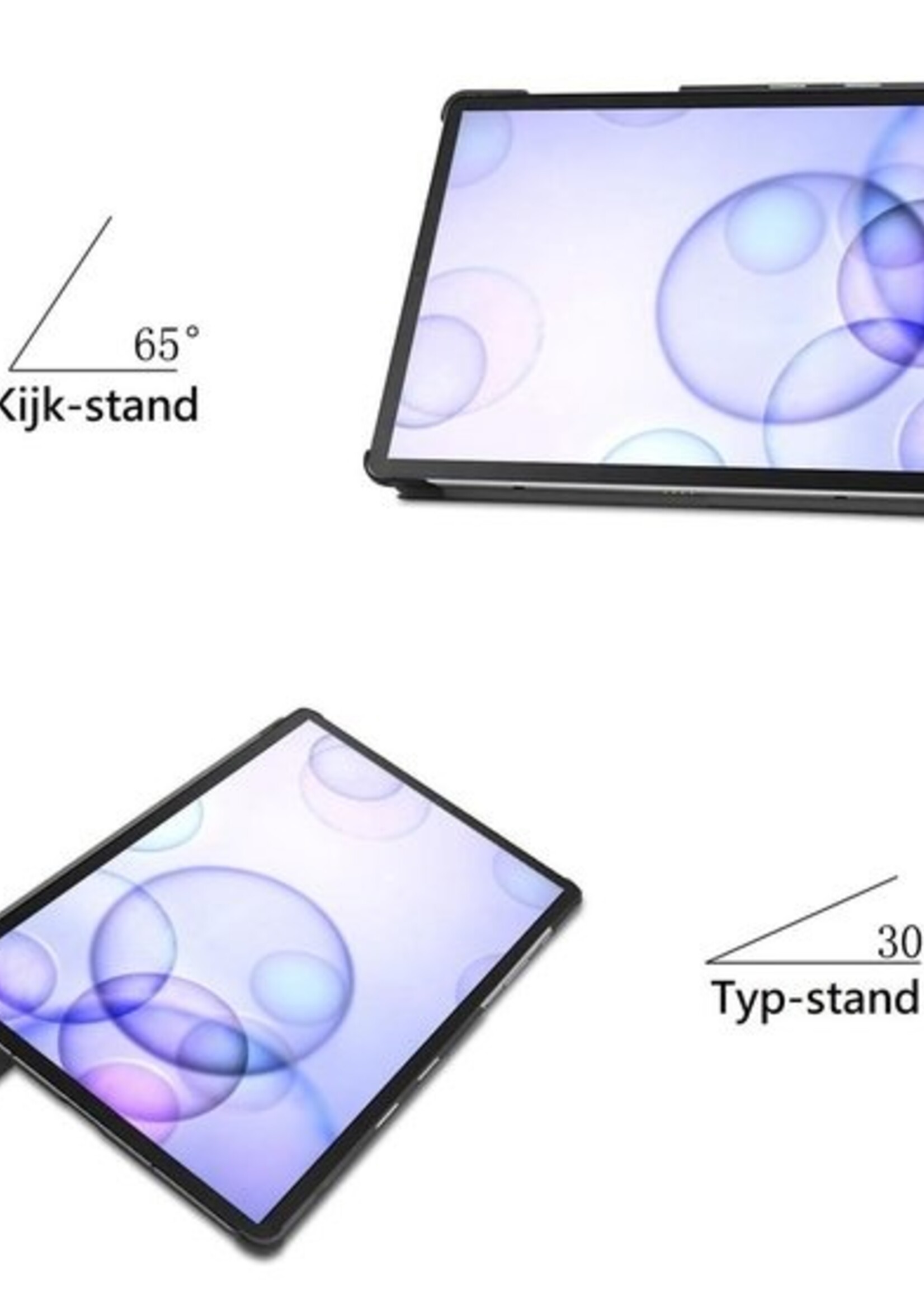 BTH Hoes Geschikt voor Samsung Galaxy Tab S6 Hoes Book Case Hoesje Trifold Cover - Hoesje Geschikt voor Samsung Tab S6 Hoesje Bookcase - Zwart
