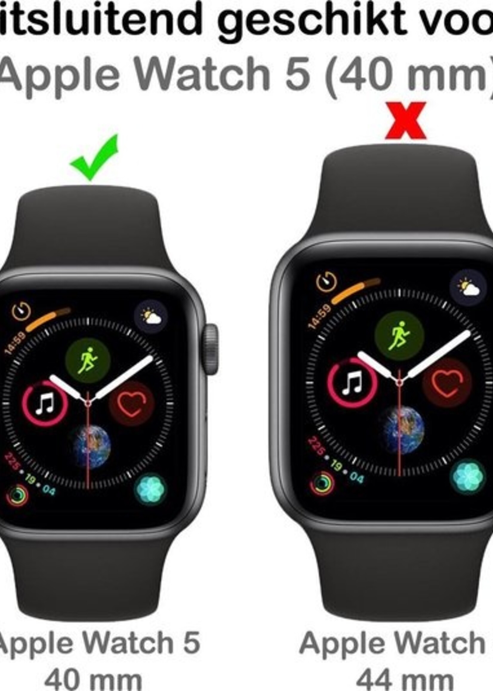 BTH Screenprotector Geschikt voor Apple Watch Series 5 40 mm Screenprotector Full Cover Glas Gehard Screen Cover - Screen Protector Geschikt voor Apple Watch Series 5 40 mm Screenprotector Tempered Glass - 2 PACK