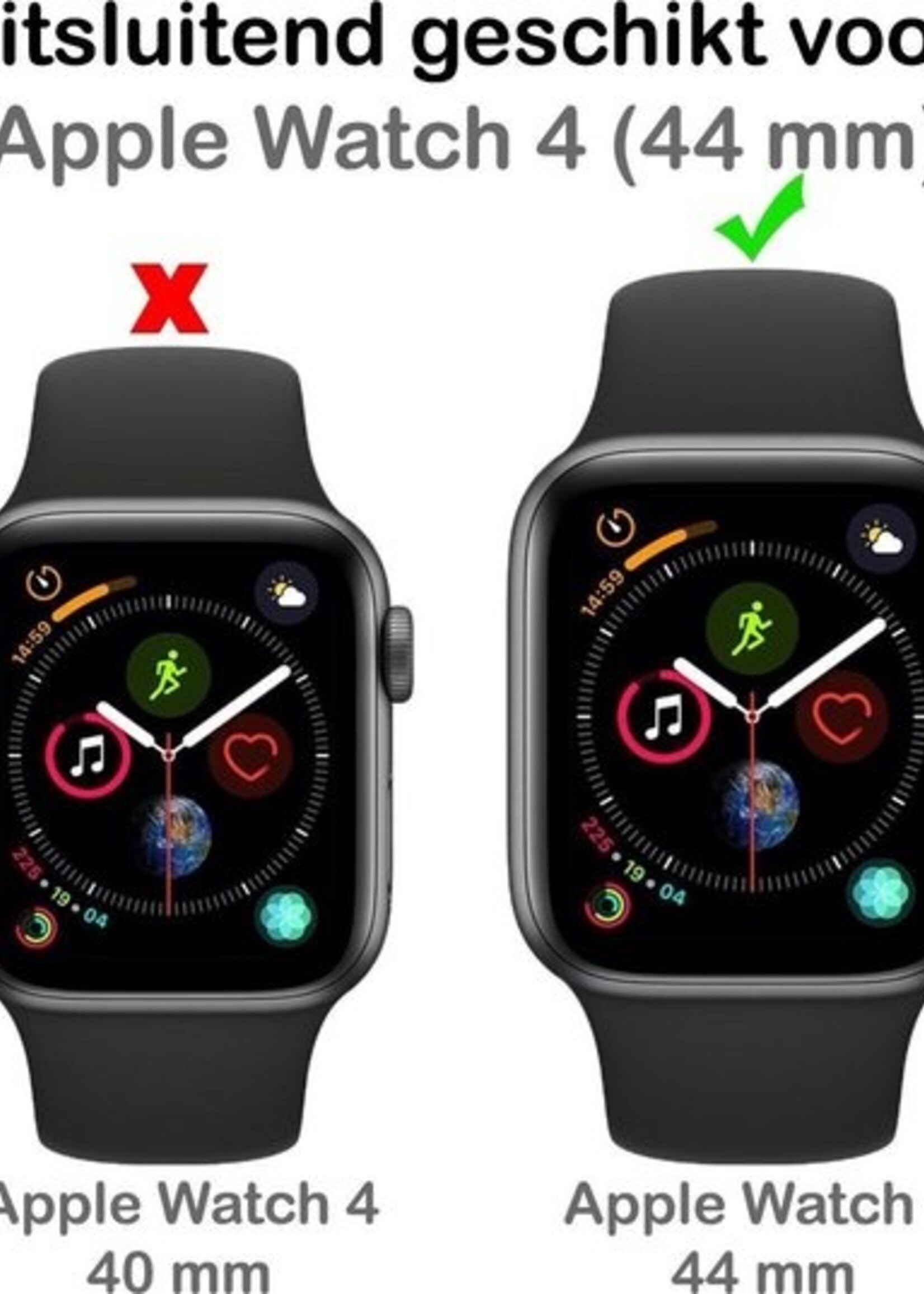 BTH Screenprotector Geschikt voor Apple Watch Series 4 44 mm Screenprotector Full Cover Glas Gehard Screen Cover - Screen Protector Geschikt voor Apple Watch Series 4 44 mm Screenprotector Tempered Glass - 2 PACK