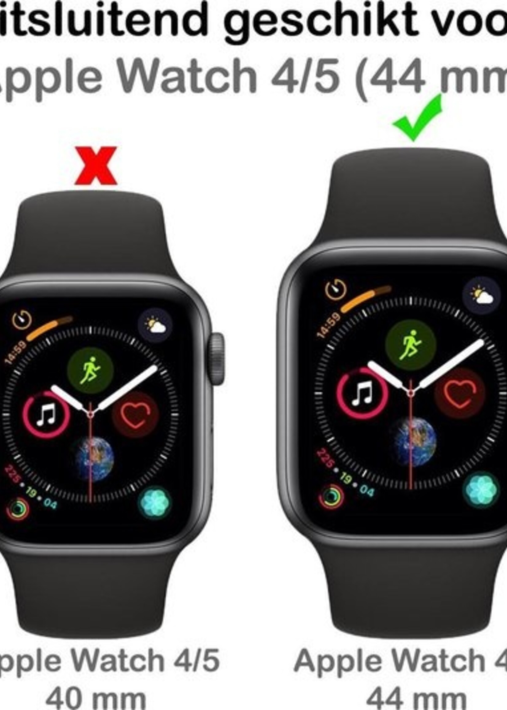 BTH Screenprotector Geschikt voor Apple Watch Series 4/5 (44 mm) Screenprotector Full Cover Glas Gehard Screen Cover - Screen Protector Geschikt voor Apple Watch Series 4/5 (44 mm) Screenprotector Tempered Glass - 3 PACK