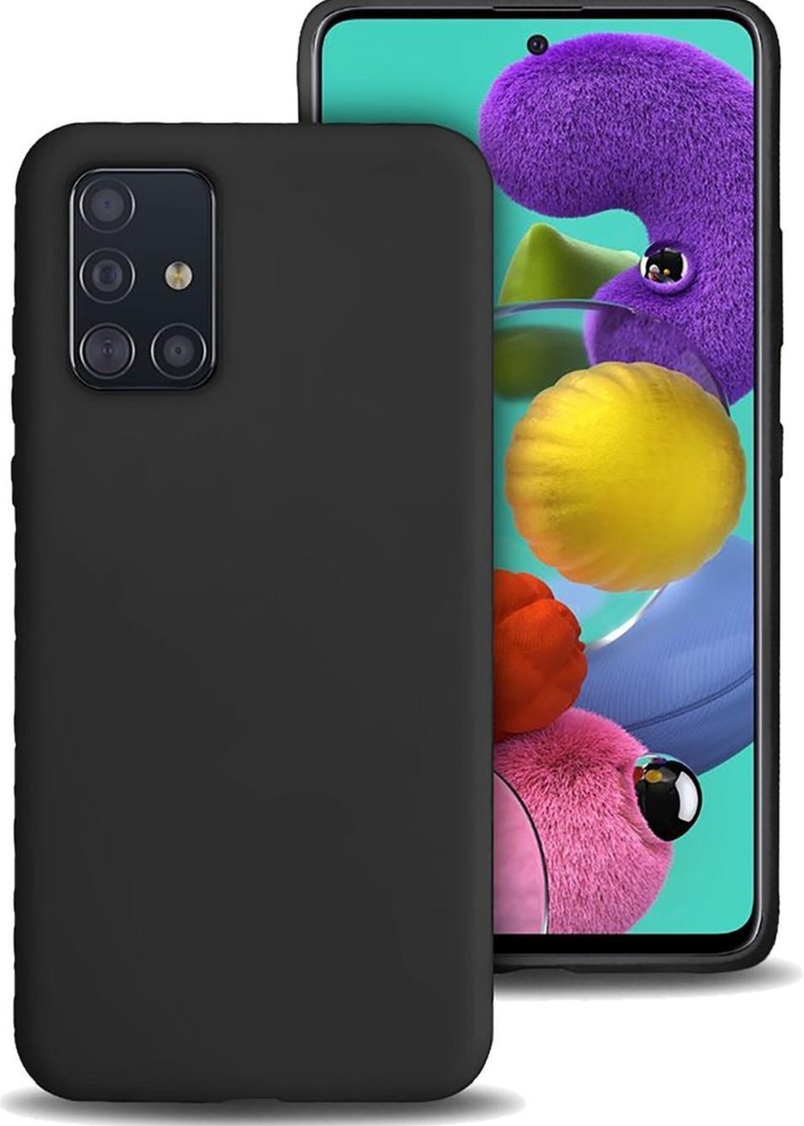 BTH Hoesje Geschikt voor Samsung A51 Hoesje Siliconen Case Hoes - Hoes Geschikt voor Samsung Galaxy A51 Hoes Cover Case - Zwart