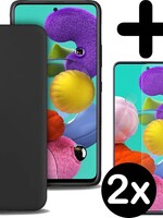 BTH BTH Samsung Galaxy A51 hoesje siliconen zwart Met 2x screenprotector