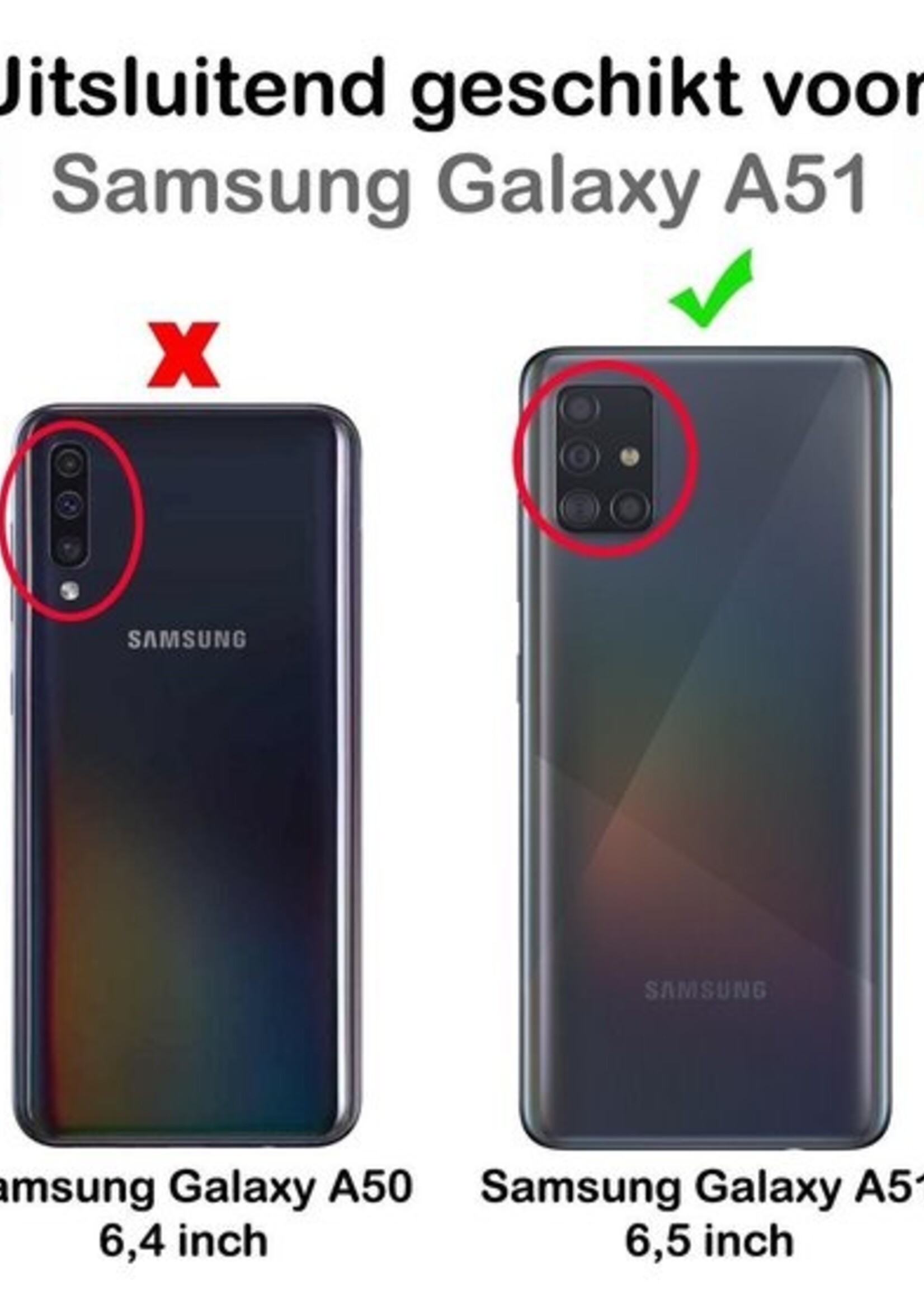 BTH Hoesje Geschikt voor Samsung A51 Hoesje Siliconen Case Hoes Met 2x Screenprotector - Hoes Geschikt voor Samsung Galaxy A51 Hoes Cover Case - Zwart
