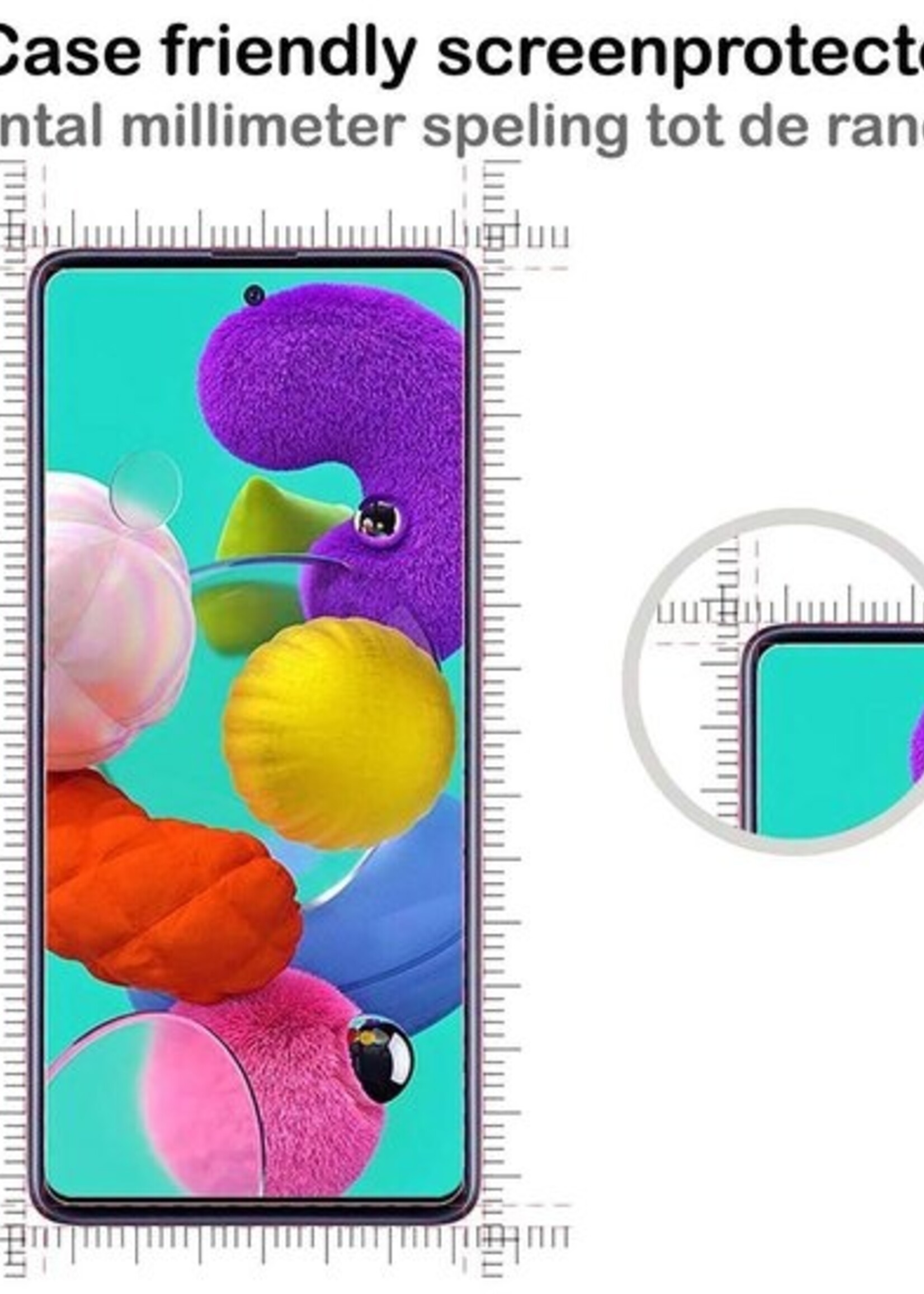 BTH Hoesje Geschikt voor Samsung A51 Hoesje Siliconen Case Hoes Met 2x Screenprotector - Hoes Geschikt voor Samsung Galaxy A51 Hoes Cover Case - Zwart