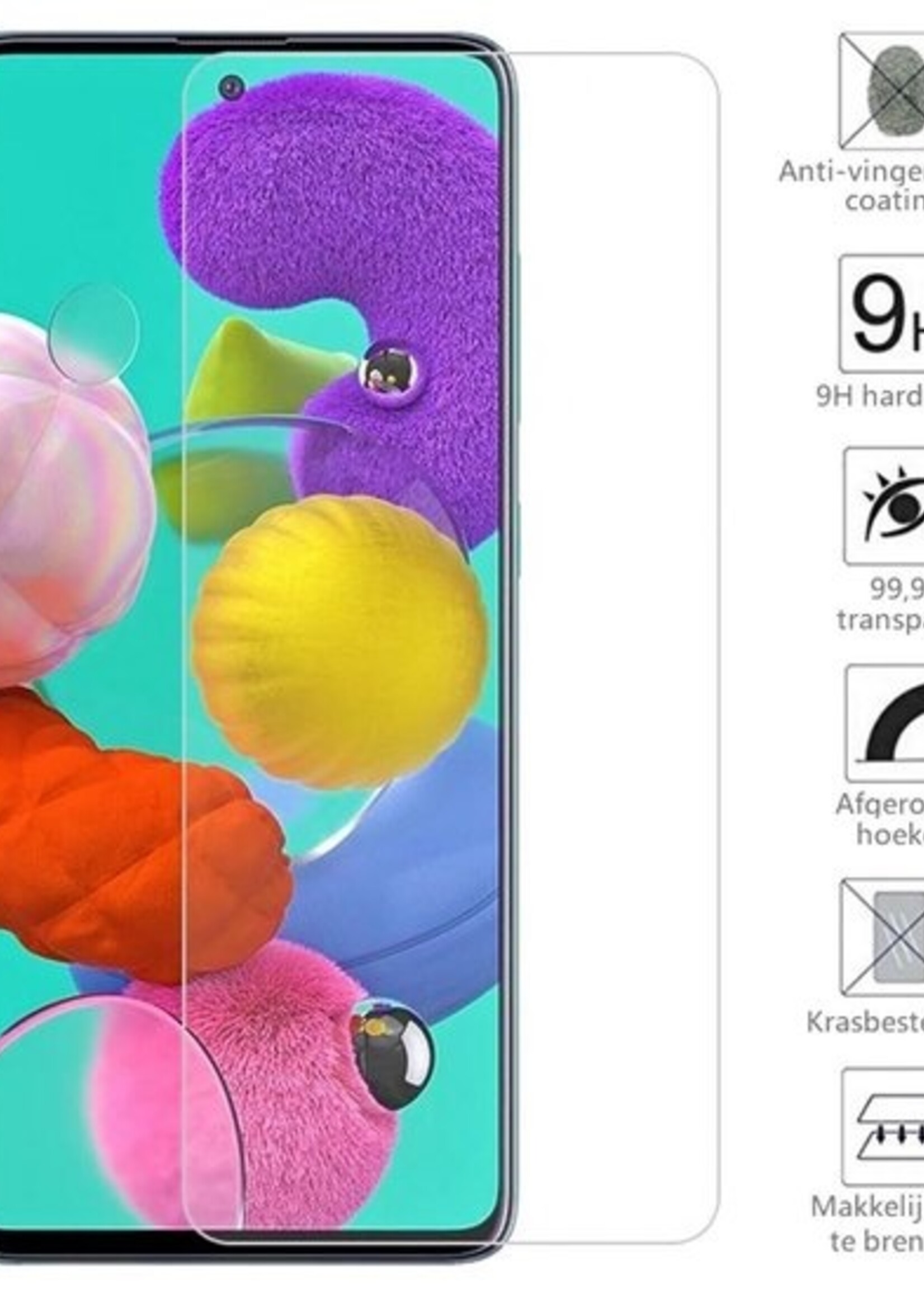 BTH Hoesje Geschikt voor Samsung A51 Hoesje Siliconen Case Hoes Met 2x Screenprotector - Hoes Geschikt voor Samsung Galaxy A51 Hoes Cover Case - Zwart