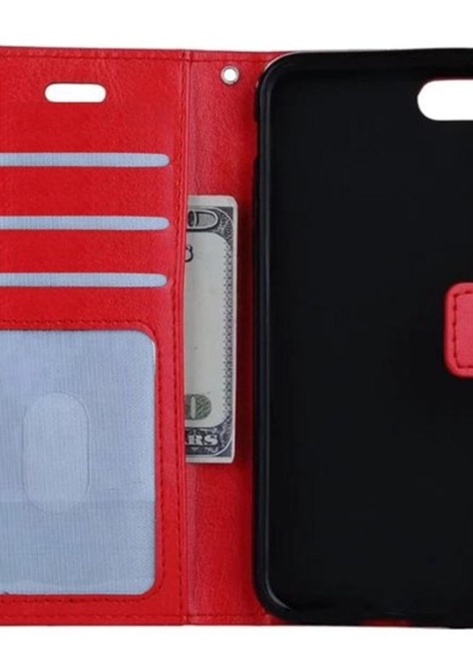 BTH Hoesje Geschikt voor iPhone SE 2020 Hoesje Book Case Hoes Portemonnee Cover Walletcase - Hoes Geschikt voor iPhone SE (2020) Hoes Bookcase Hoesje - Rood
