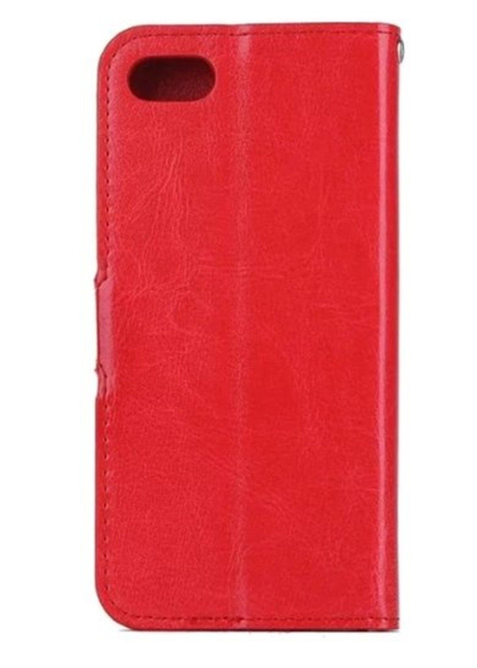 BTH Hoesje Geschikt voor iPhone SE 2020 Hoesje Book Case Hoes Portemonnee Cover Walletcase - Hoes Geschikt voor iPhone SE (2020) Hoes Bookcase Hoesje - Rood