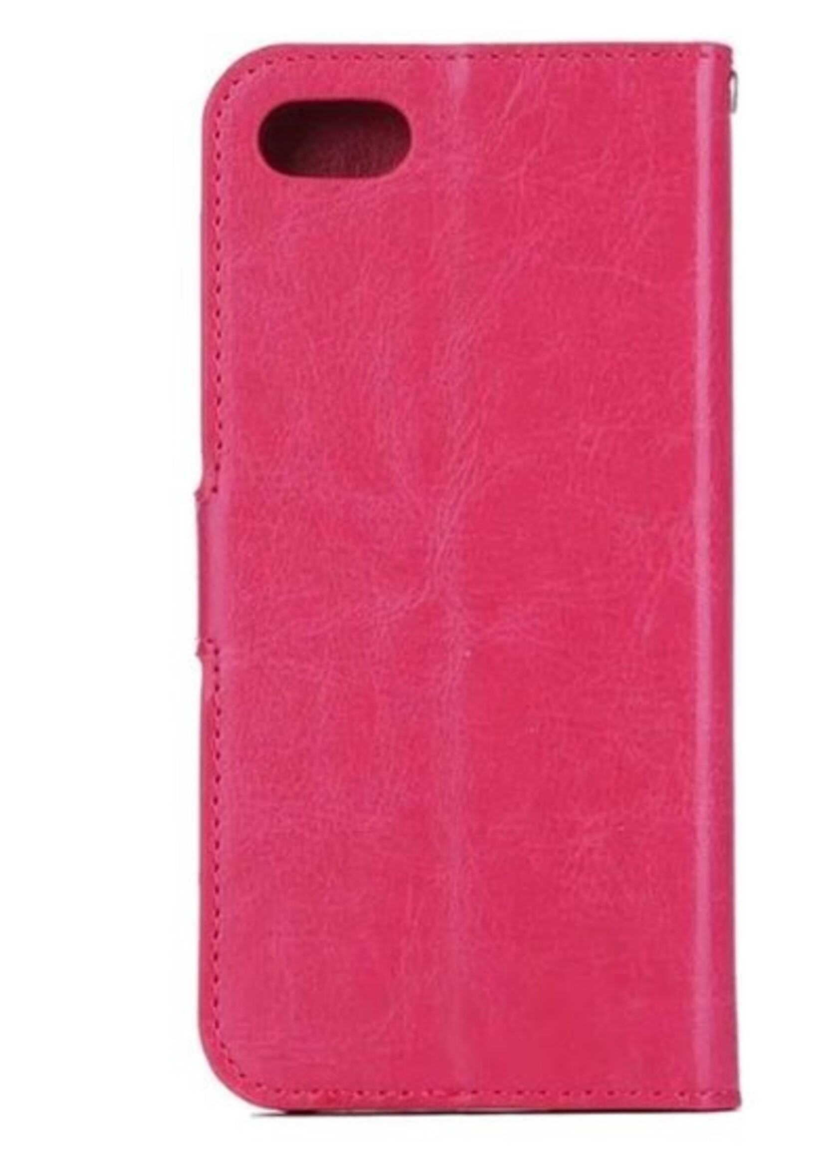 BTH Hoesje Geschikt voor iPhone SE 2020 Hoesje Book Case Hoes Portemonnee Cover Walletcase - Hoes Geschikt voor iPhone SE (2020) Hoes Bookcase Hoesje - Roze