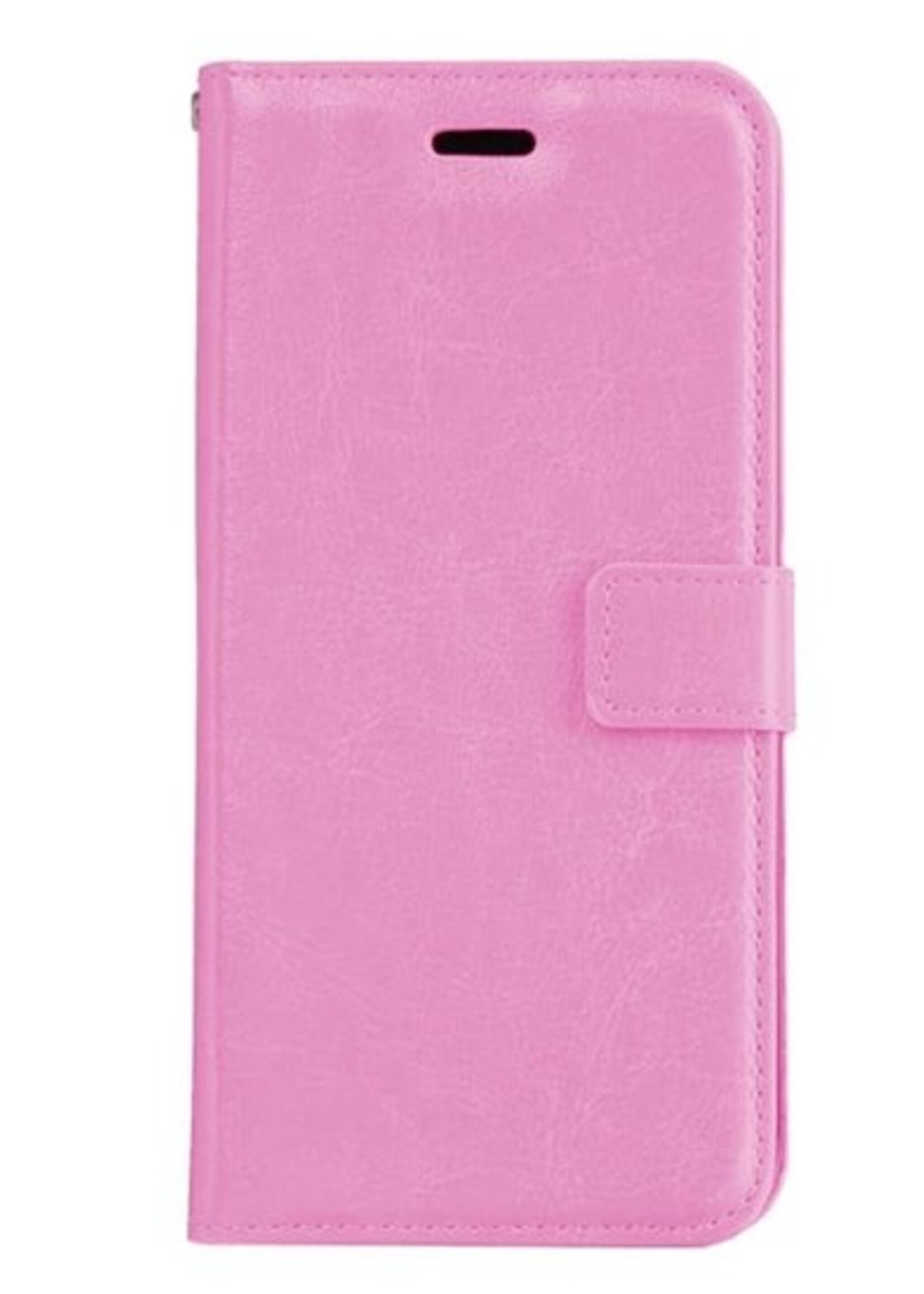 BTH Hoesje Geschikt voor iPhone SE 2020 Hoesje Book Case Hoes Portemonnee Cover Walletcase - Hoes Geschikt voor iPhone SE (2020) Hoes Bookcase Hoesje - Roze