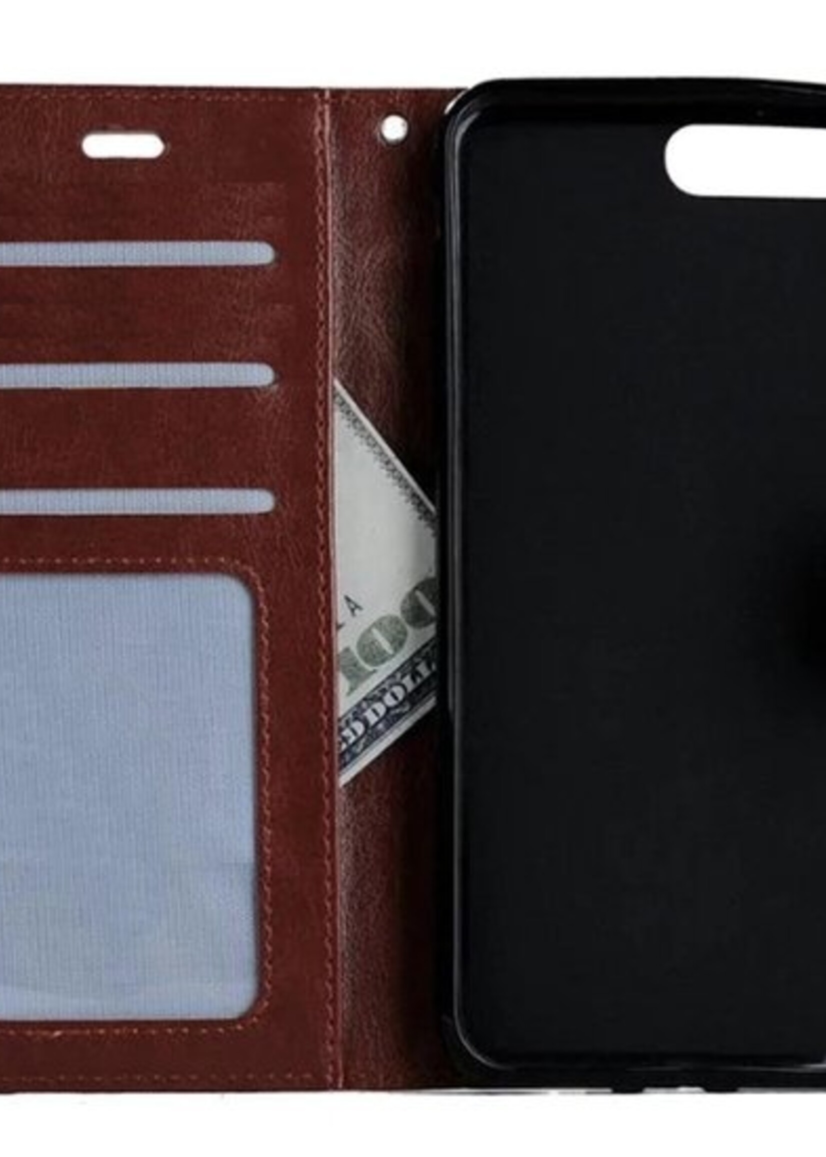 BTH Hoesje Geschikt voor iPhone SE 2020 Hoesje Book Case Hoes Portemonnee Cover Walletcase - Hoes Geschikt voor iPhone SE (2020) Hoes Bookcase Hoesje - Bruin