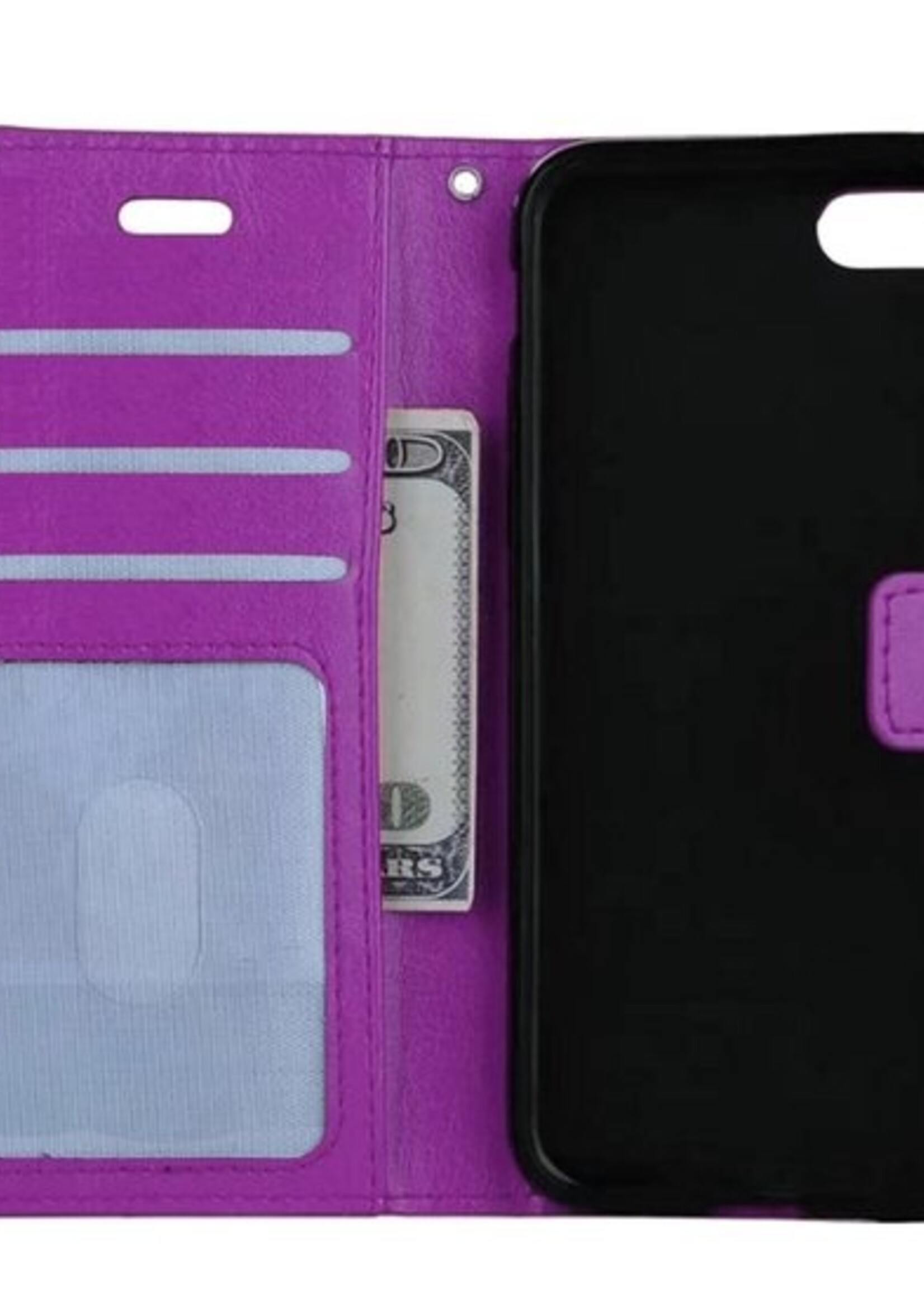 BTH Hoesje Geschikt voor iPhone SE 2020 Hoesje Book Case Hoes Portemonnee Cover Walletcase - Hoes Geschikt voor iPhone SE (2020) Hoes Bookcase Hoesje - Paars