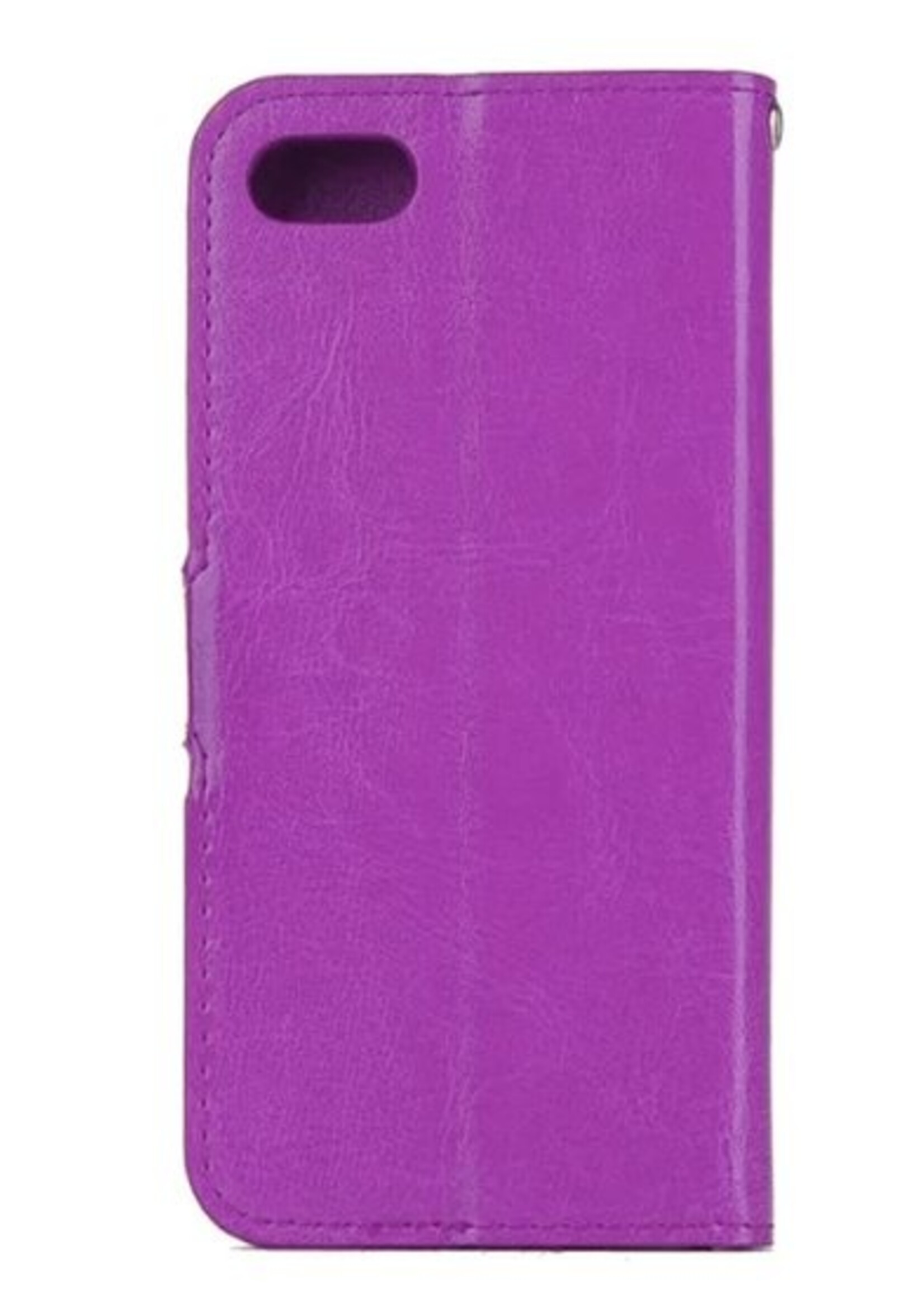 BTH Hoesje Geschikt voor iPhone SE 2020 Hoesje Book Case Hoes Portemonnee Cover Walletcase - Hoes Geschikt voor iPhone SE (2020) Hoes Bookcase Hoesje - Paars