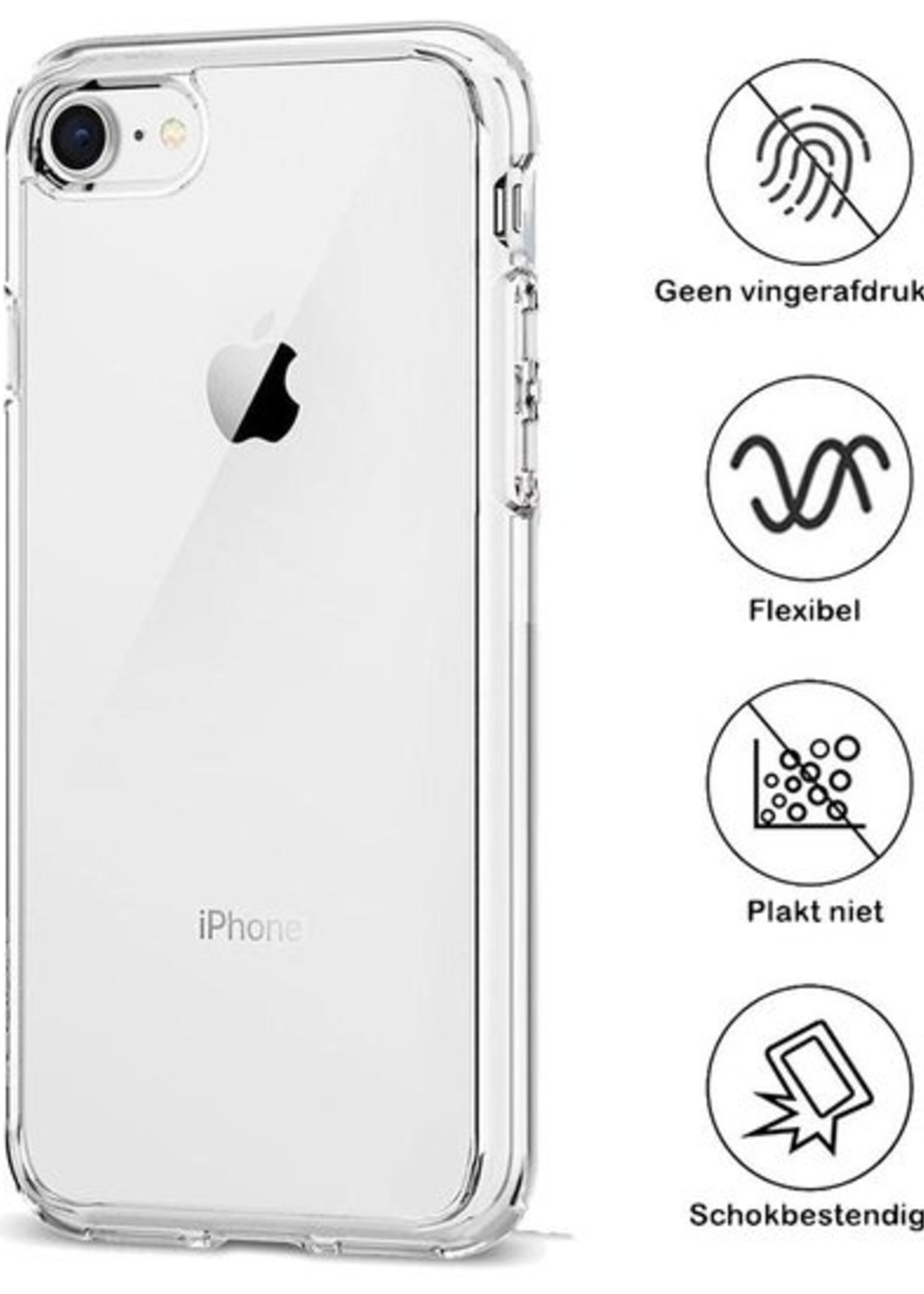 BTH Hoesje Geschikt voor iPhone SE 2020 Hoesje Siliconen Case Hoes - Hoes Geschikt voor iPhone SE (2020) Hoes Cover Case - Transparant