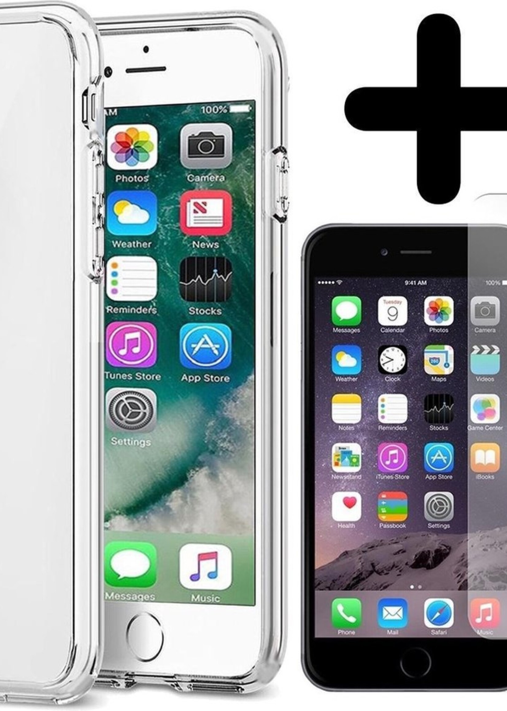 BTH Hoesje Geschikt voor iPhone SE 2020 Hoesje Siliconen Case Hoes Met Screenprotector - Hoes Geschikt voor iPhone SE (2020) Hoes Cover Case - Transparant