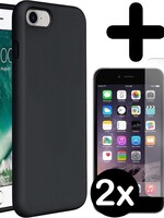 BTH BTH iPhone SE 2020 hoesje siliconen met 2x screenprotector - Zwart