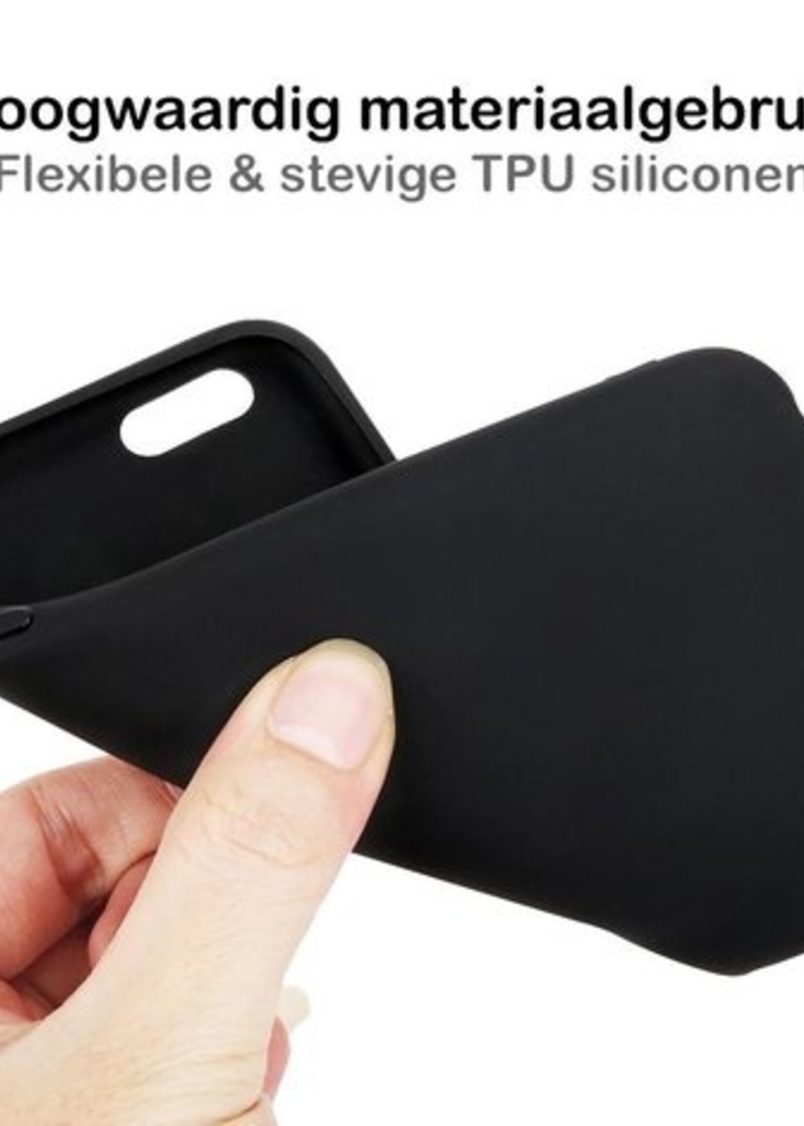 BTH Hoesje Geschikt voor iPhone SE 2020 Hoesje Siliconen Case Hoes Met 2x Screenprotector - Hoes Geschikt voor iPhone SE (2020) Hoes Cover Case - Zwart