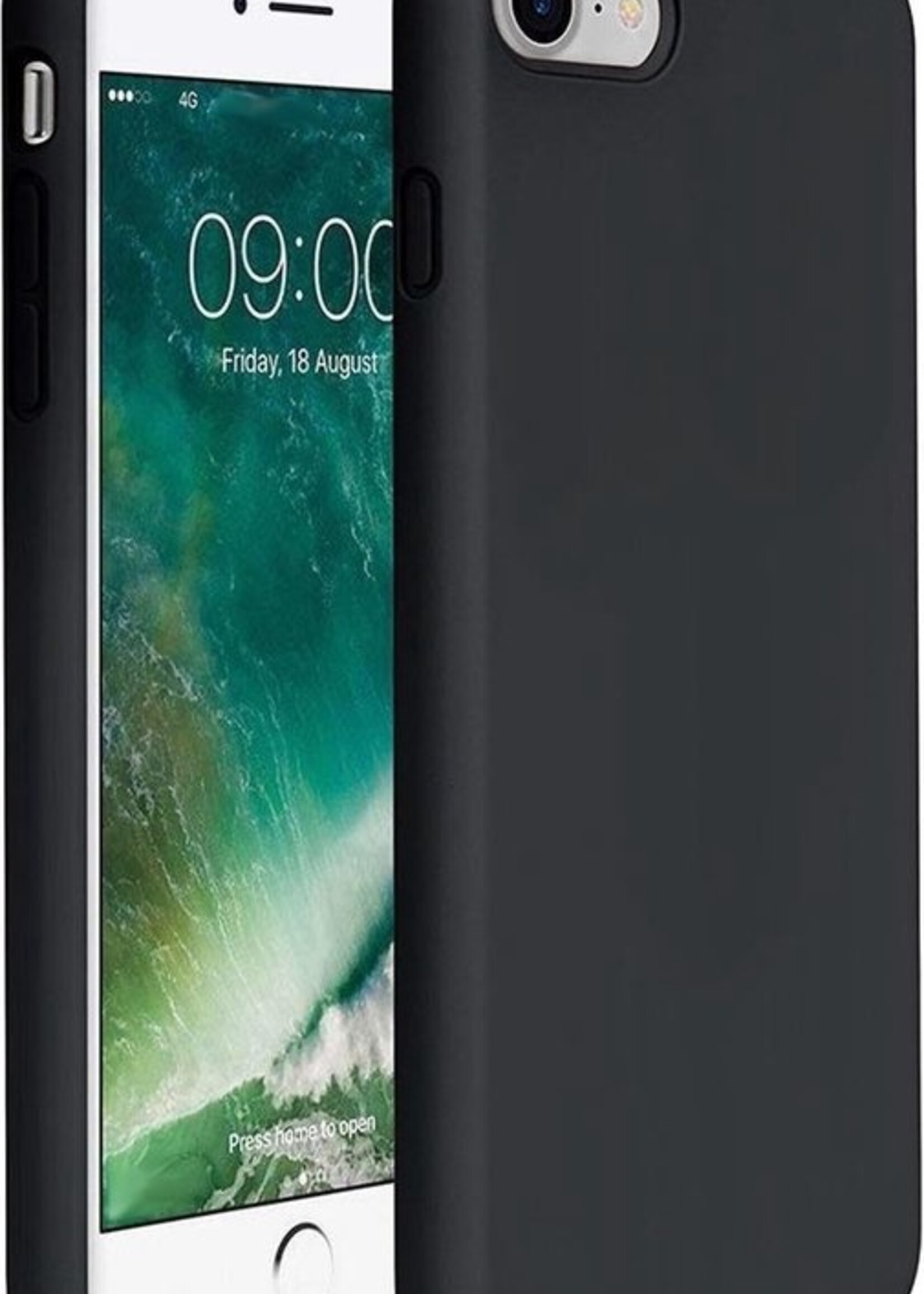 BTH Hoesje Geschikt voor iPhone SE 2020 Hoesje Siliconen Case Hoes Met 2x Screenprotector - Hoes Geschikt voor iPhone SE (2020) Hoes Cover Case - Zwart