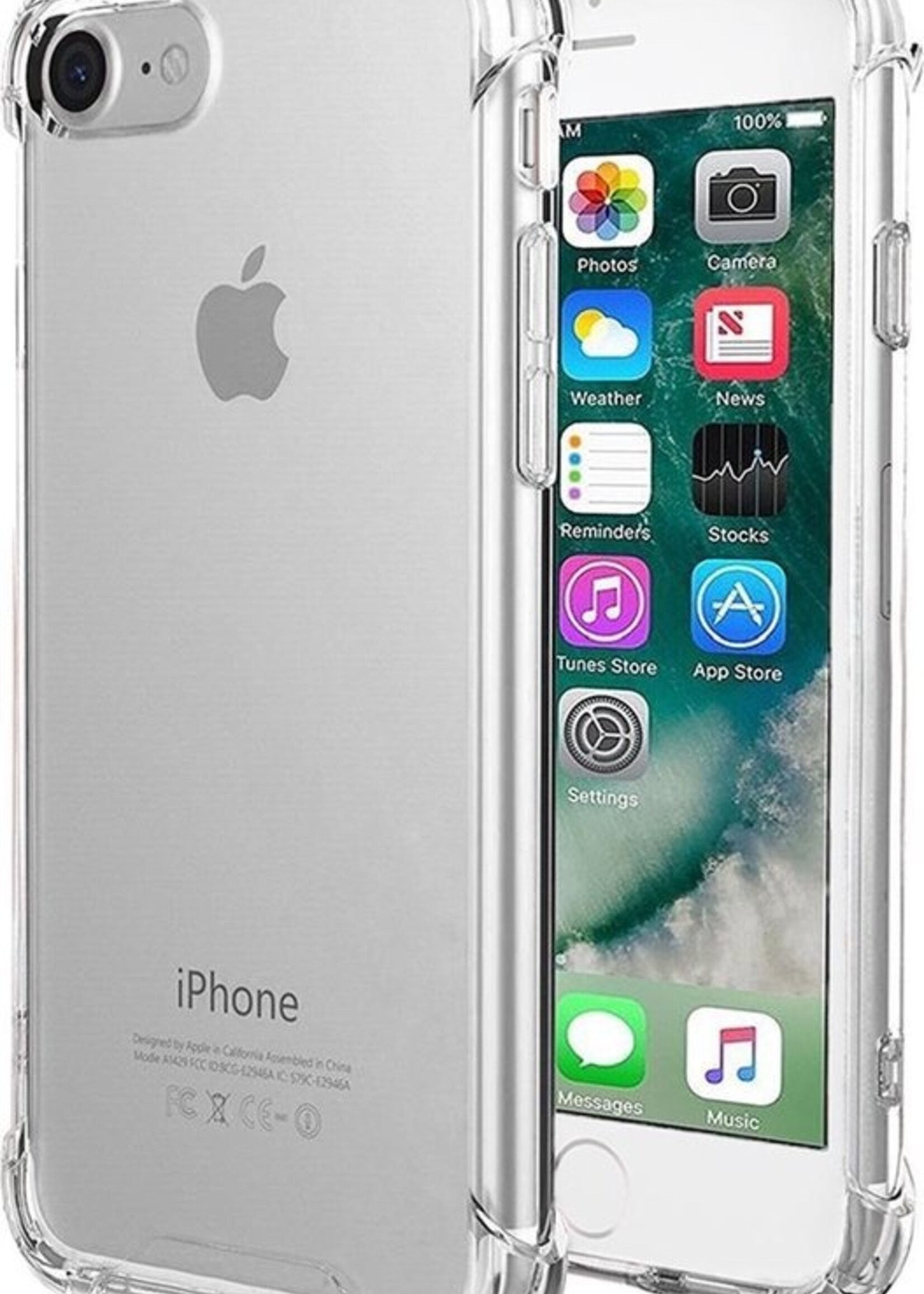 BTH Hoesje Geschikt voor iPhone SE 2020 Hoesje Siliconen Shock Proof Case Hoes Met 2x Screenprotector - Hoes Geschikt voor iPhone SE (2020) Hoes Cover Case Shockproof - Transparant