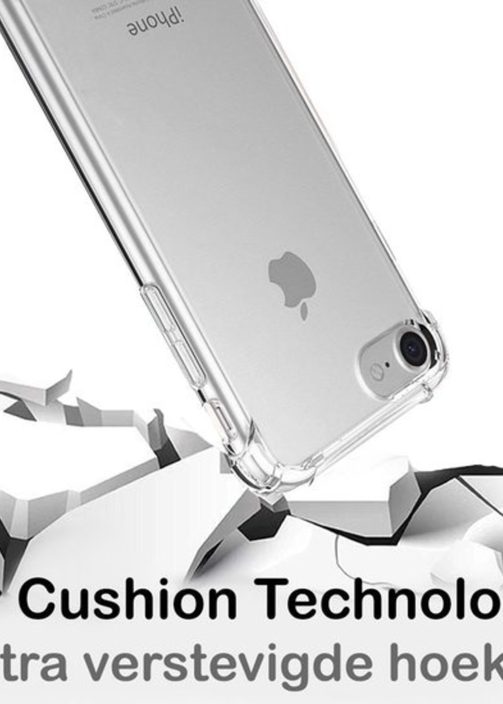 BTH Hoesje Geschikt voor iPhone SE 2020 Hoesje Siliconen Shock Proof Case Hoes Met 2x Screenprotector - Hoes Geschikt voor iPhone SE (2020) Hoes Cover Case Shockproof - Transparant