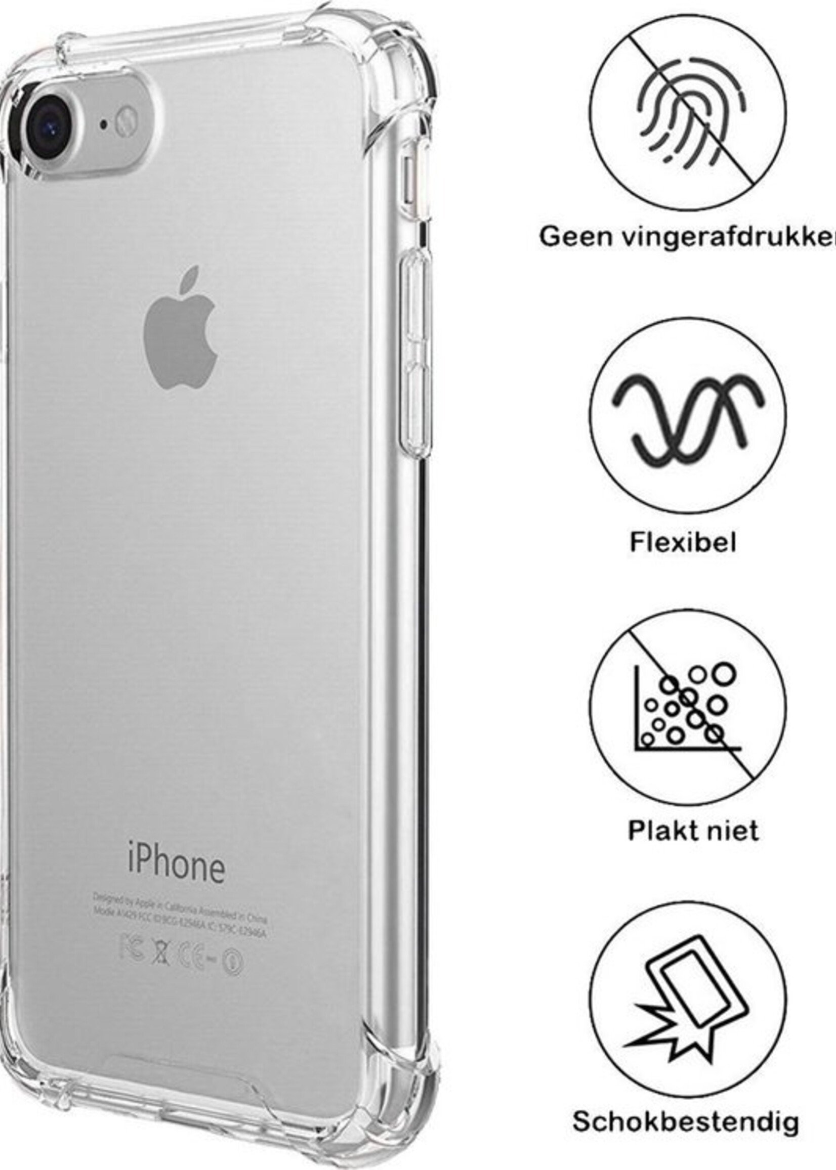 BTH Hoesje Geschikt voor iPhone SE 2020 Hoesje Siliconen Shock Proof Case Hoes Met 2x Screenprotector - Hoes Geschikt voor iPhone SE (2020) Hoes Cover Case Shockproof - Transparant