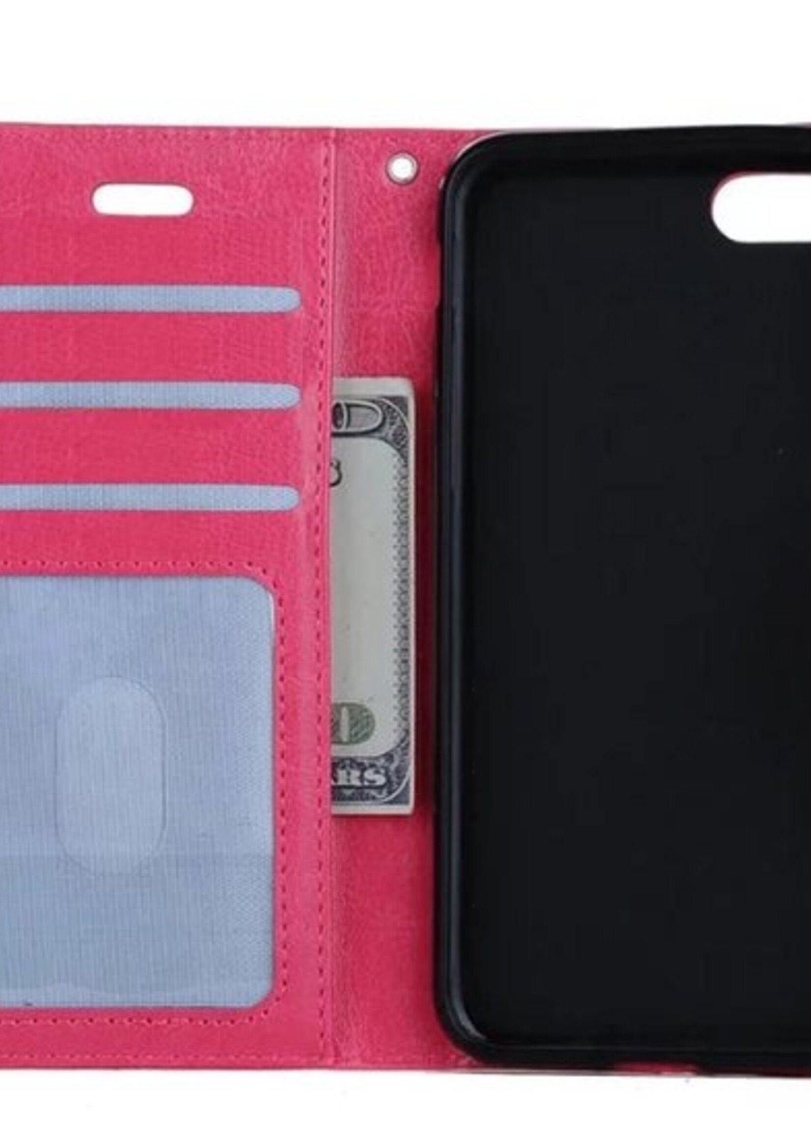 BTH Hoesje Geschikt voor iPhone SE 2020 Hoesje Book Case Hoes Portemonnee Cover Walletcase - Hoes Geschikt voor iPhone SE (2020) Hoes Bookcase Hoesje - Roze