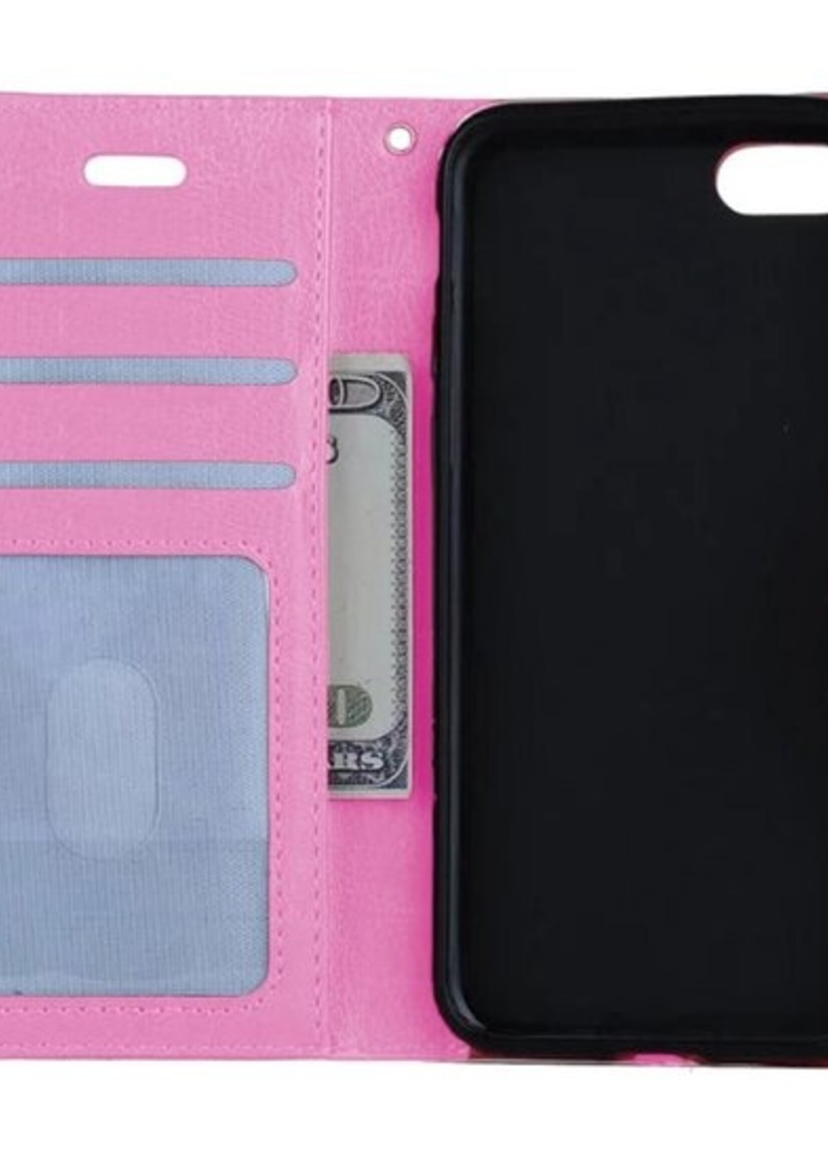 BTH Hoesje Geschikt voor iPhone SE 2020 Hoesje Book Case Hoes Portemonnee Cover Walletcase - Hoes Geschikt voor iPhone SE (2020) Hoes Bookcase Hoesje - Roze