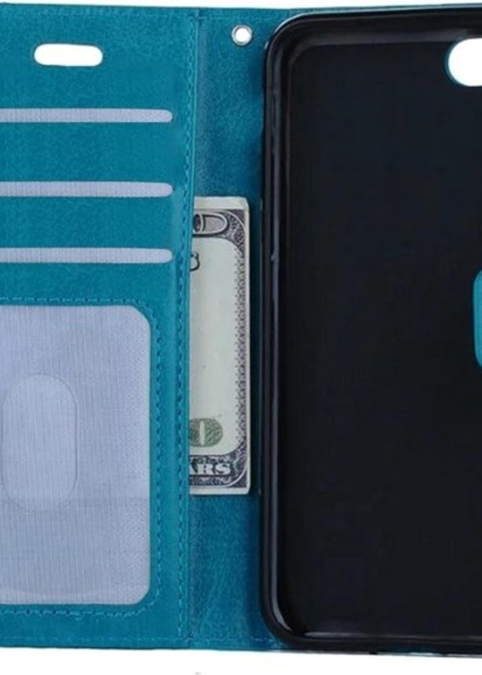 BTH Hoesje Geschikt voor iPhone SE 2020 Hoesje Book Case Hoes Portemonnee Cover Walletcase - Hoes Geschikt voor iPhone SE (2020) Hoes Bookcase Hoesje - Turquoise