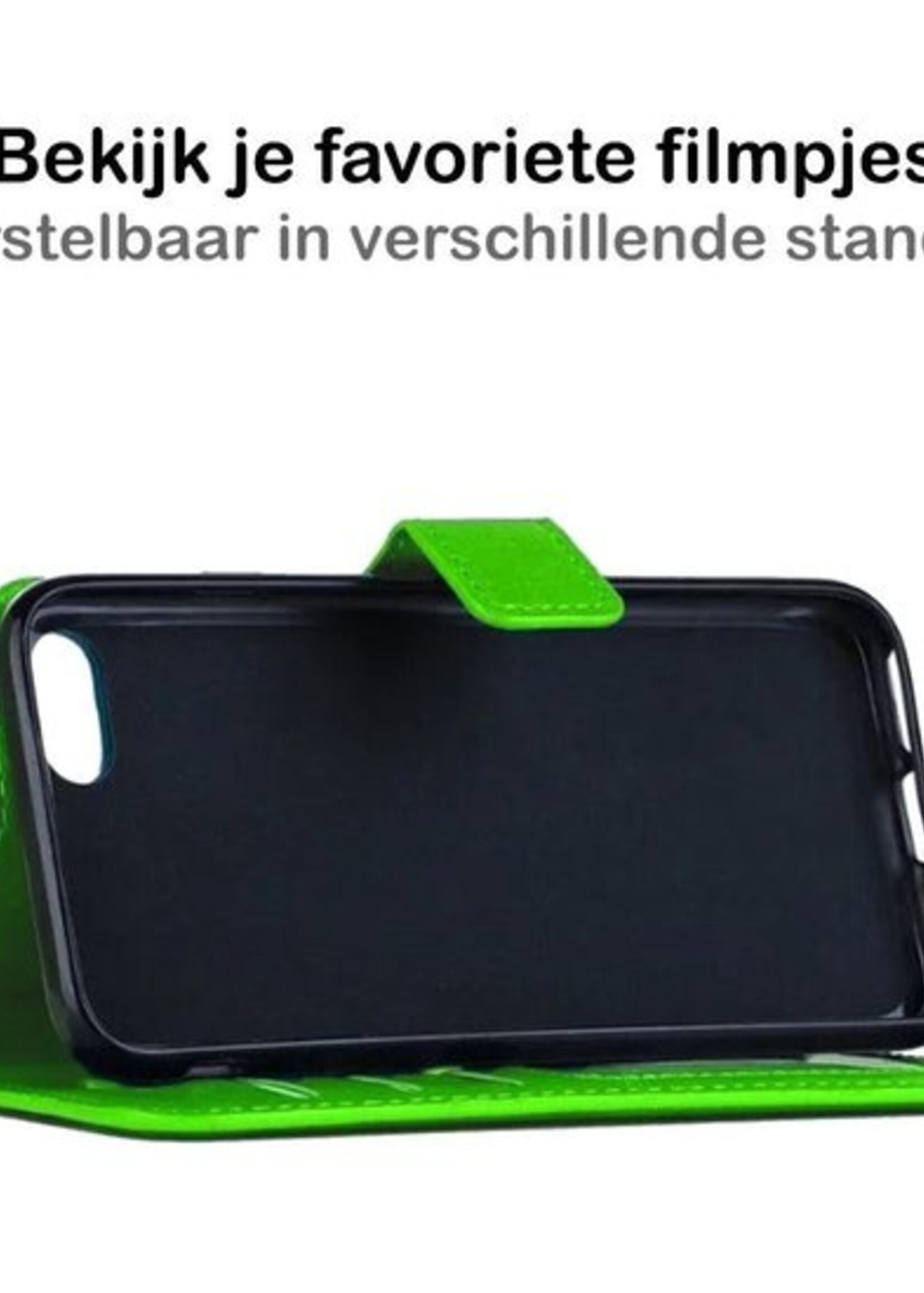 BTH Hoesje Geschikt voor iPhone SE 2020 Hoesje Book Case Hoes Portemonnee Cover Walletcase - Hoes Geschikt voor iPhone SE (2020) Hoes Bookcase Hoesje - Groen