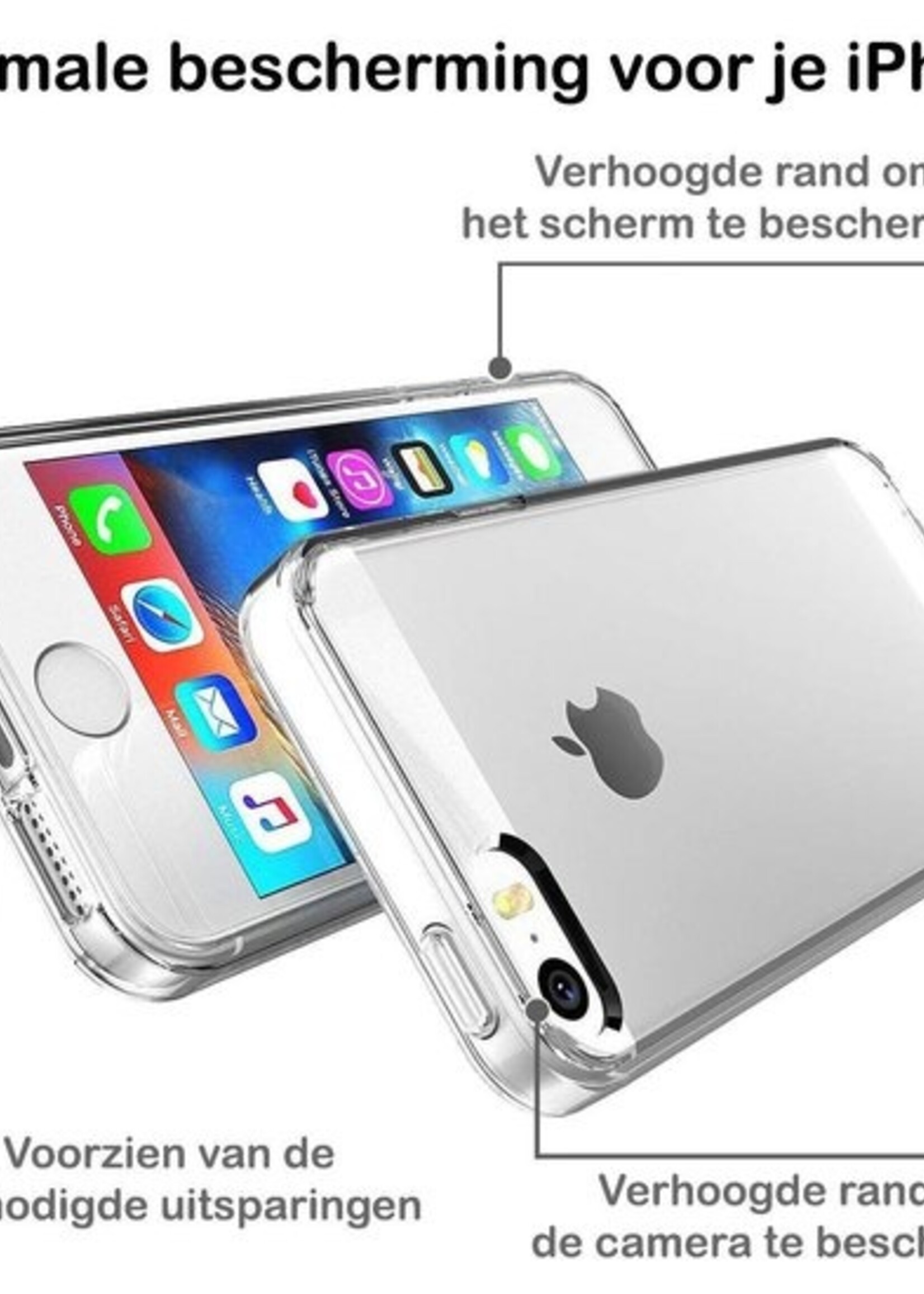BTH Hoesje Geschikt voor iPhone SE 2020 Hoesje Siliconen Case Hoes - Hoes Geschikt voor iPhone SE (2020) Hoes Cover Case - Transparant