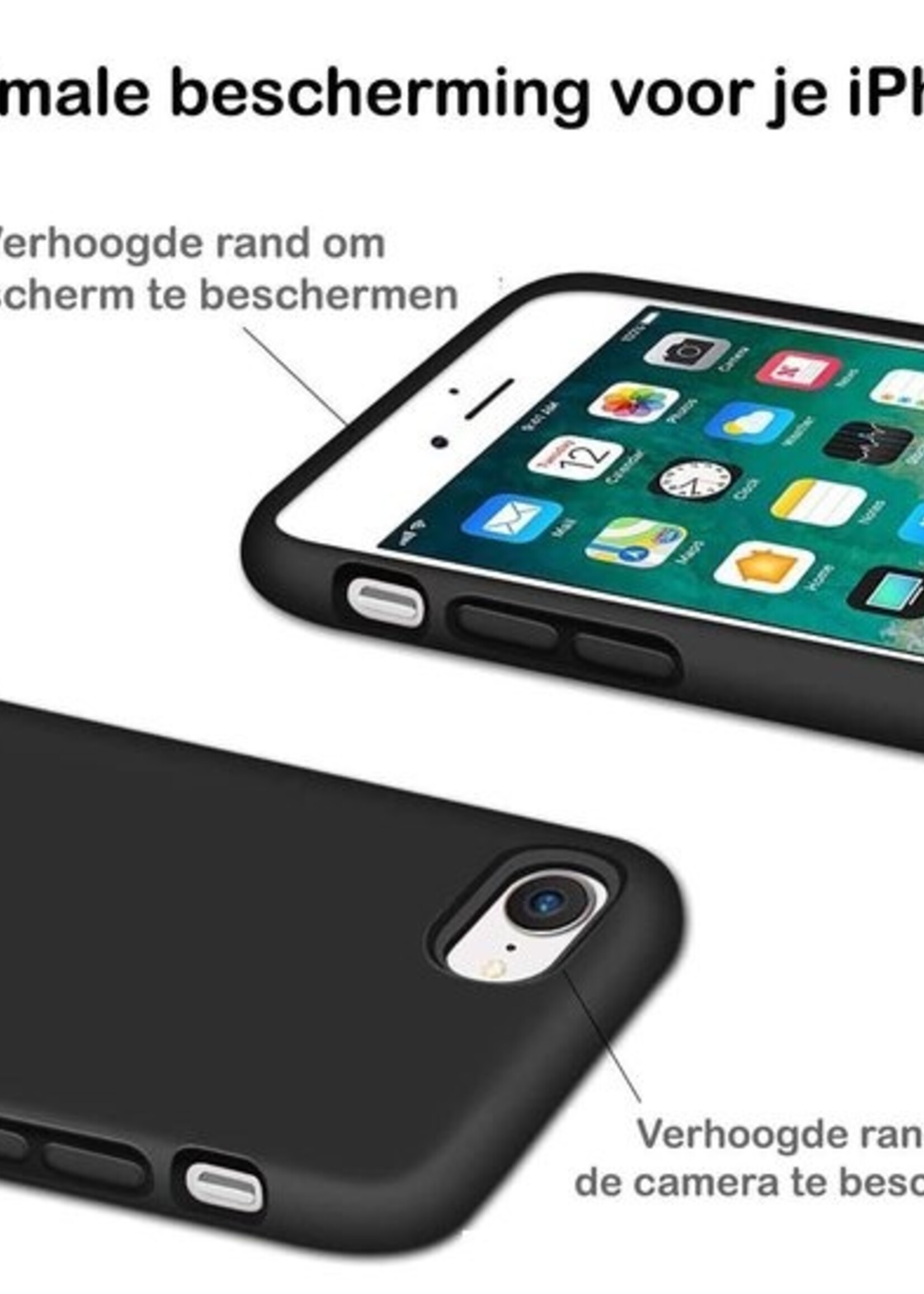 BTH Hoesje Geschikt voor iPhone SE 2020 Hoesje Siliconen Case Hoes - Hoes Geschikt voor iPhone SE (2020) Hoes Cover Case - Zwart