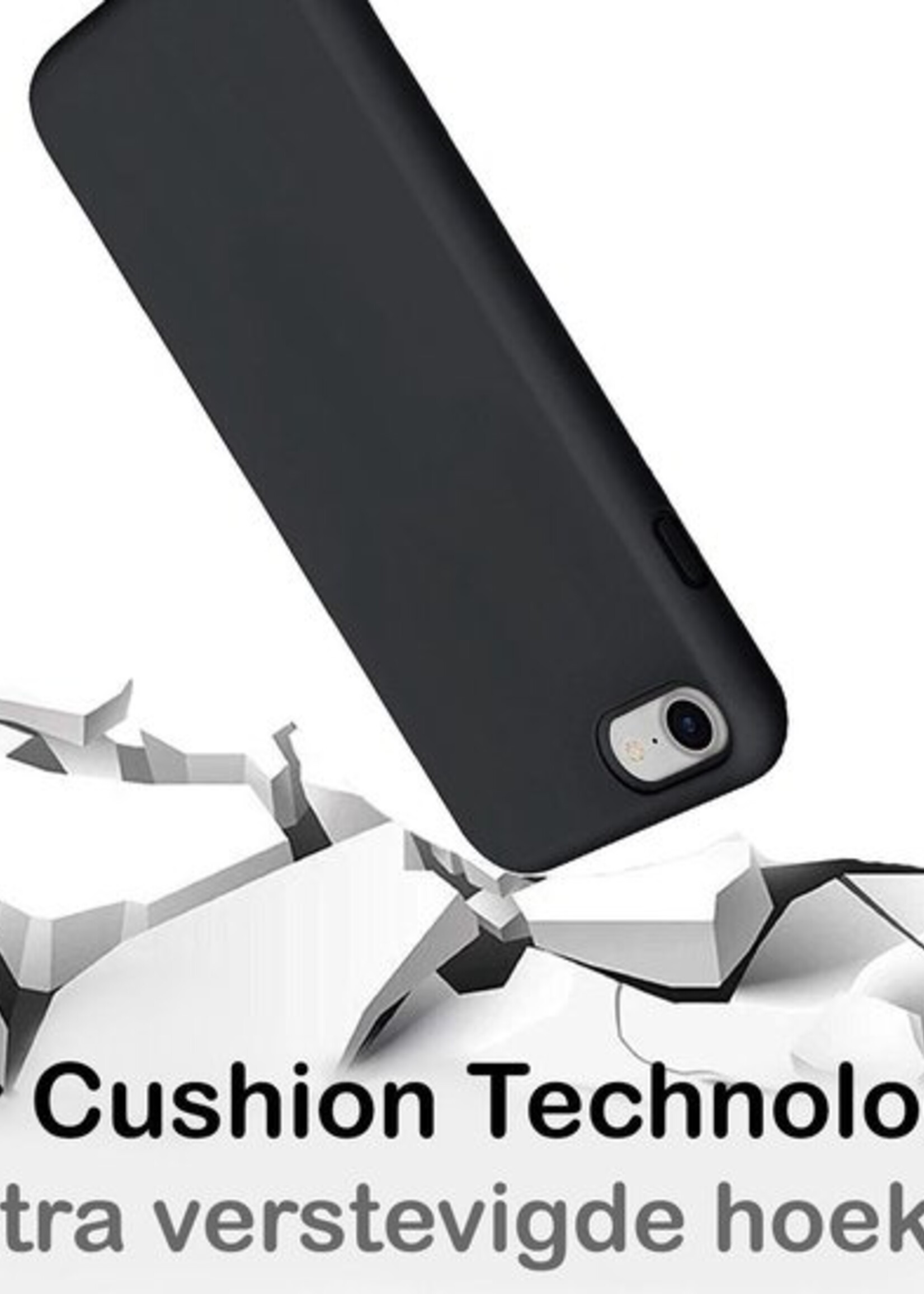 BTH Hoesje Geschikt voor iPhone SE 2020 Hoesje Siliconen Case Hoes - Hoes Geschikt voor iPhone SE (2020) Hoes Cover Case - Zwart