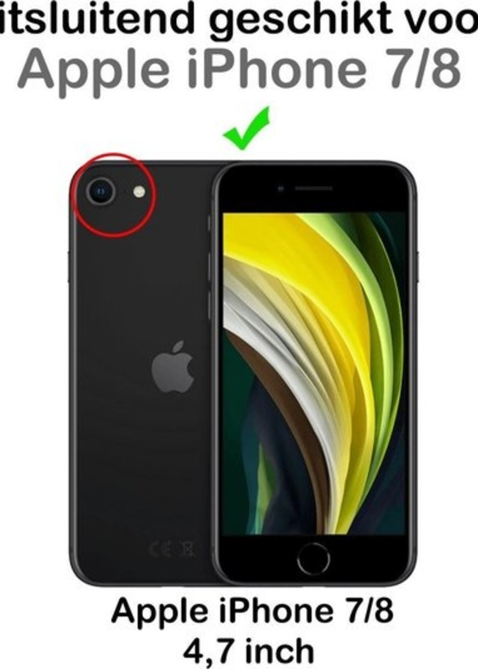 BTH Screenprotector Geschikt voor iPhone 7/8 Screenprotector Glas Gehard Tempered Glass Full Cover - Screenprotector Geschikt voor iPhone 7/8 Screen Protector Screen Cover - 3 PACK